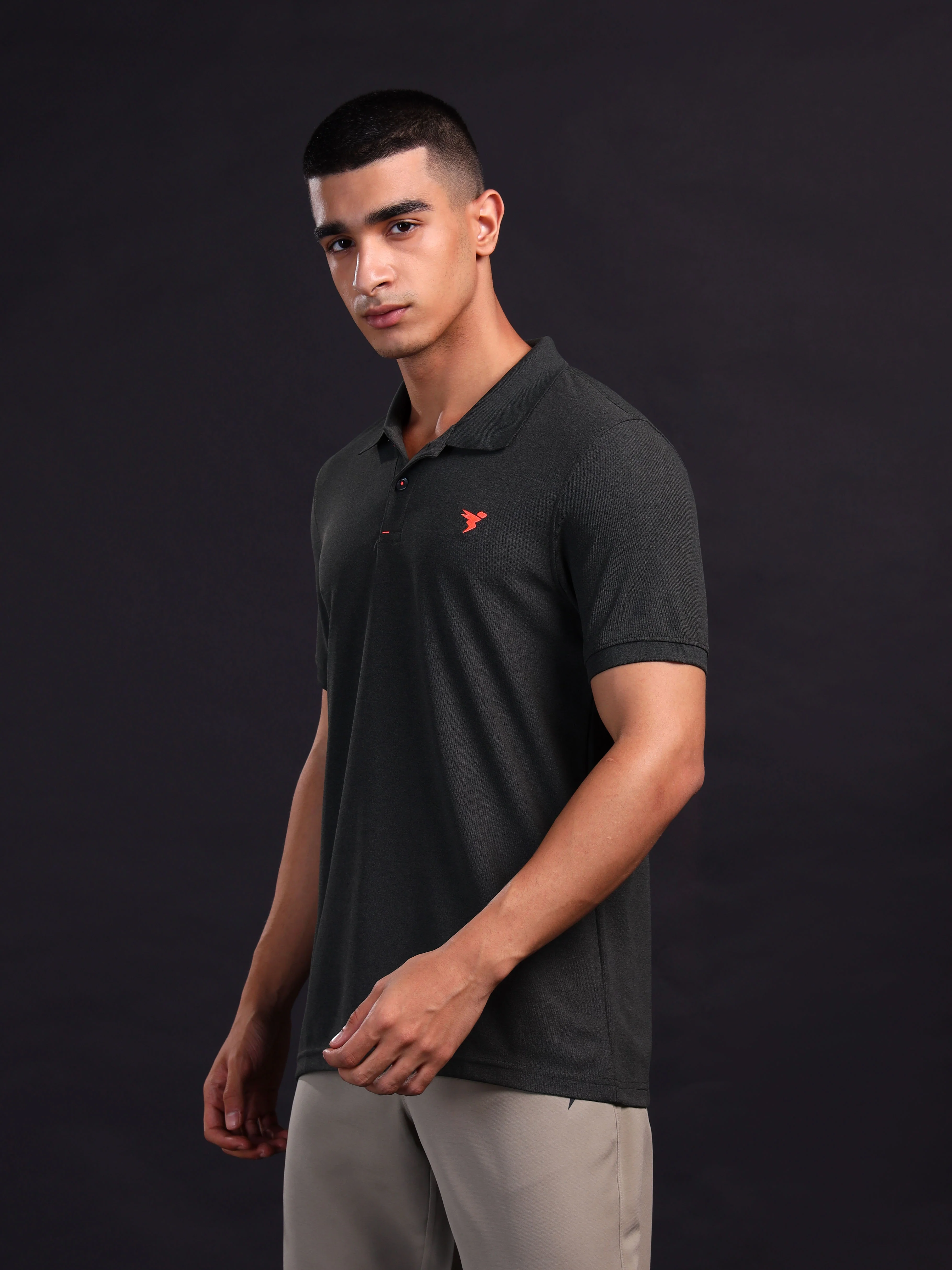Men Solid Slim Fit Polo T-shirt with MATPIQ - Image 4