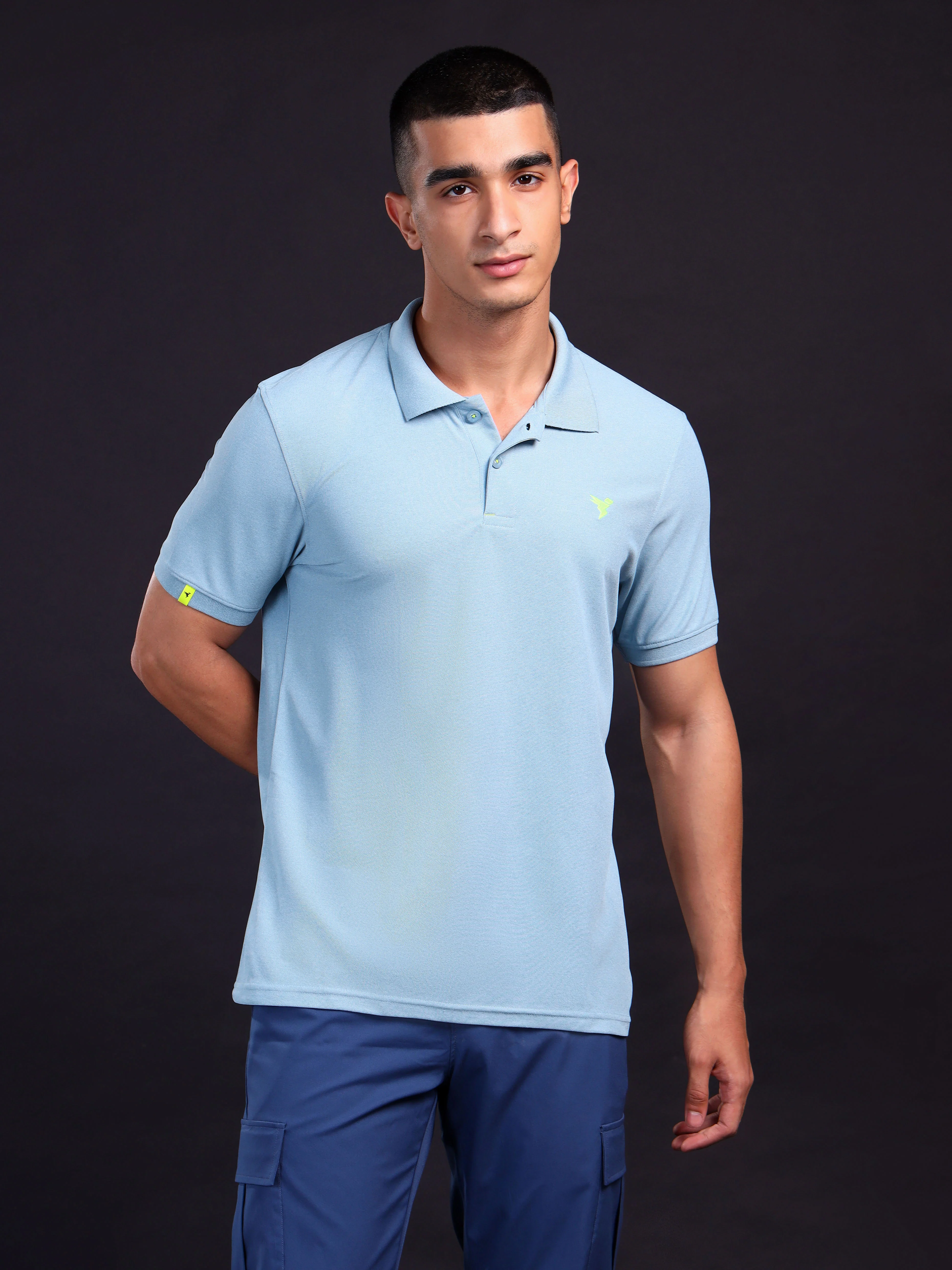 Men Solid Slim Fit Polo T-shirt with MATPIQ - Image 2