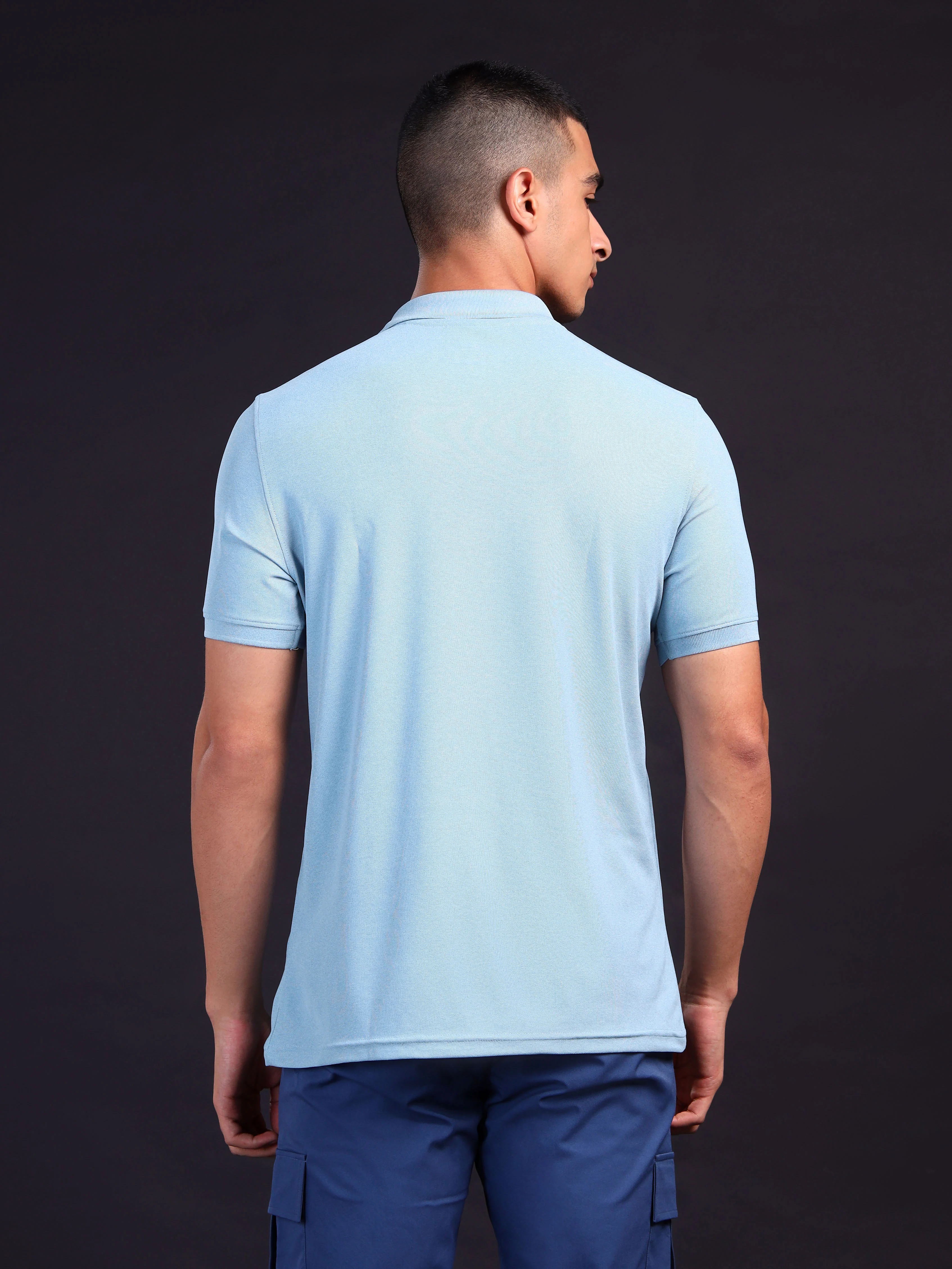 Men Solid Slim Fit Polo T-shirt with MATPIQ - Image 3