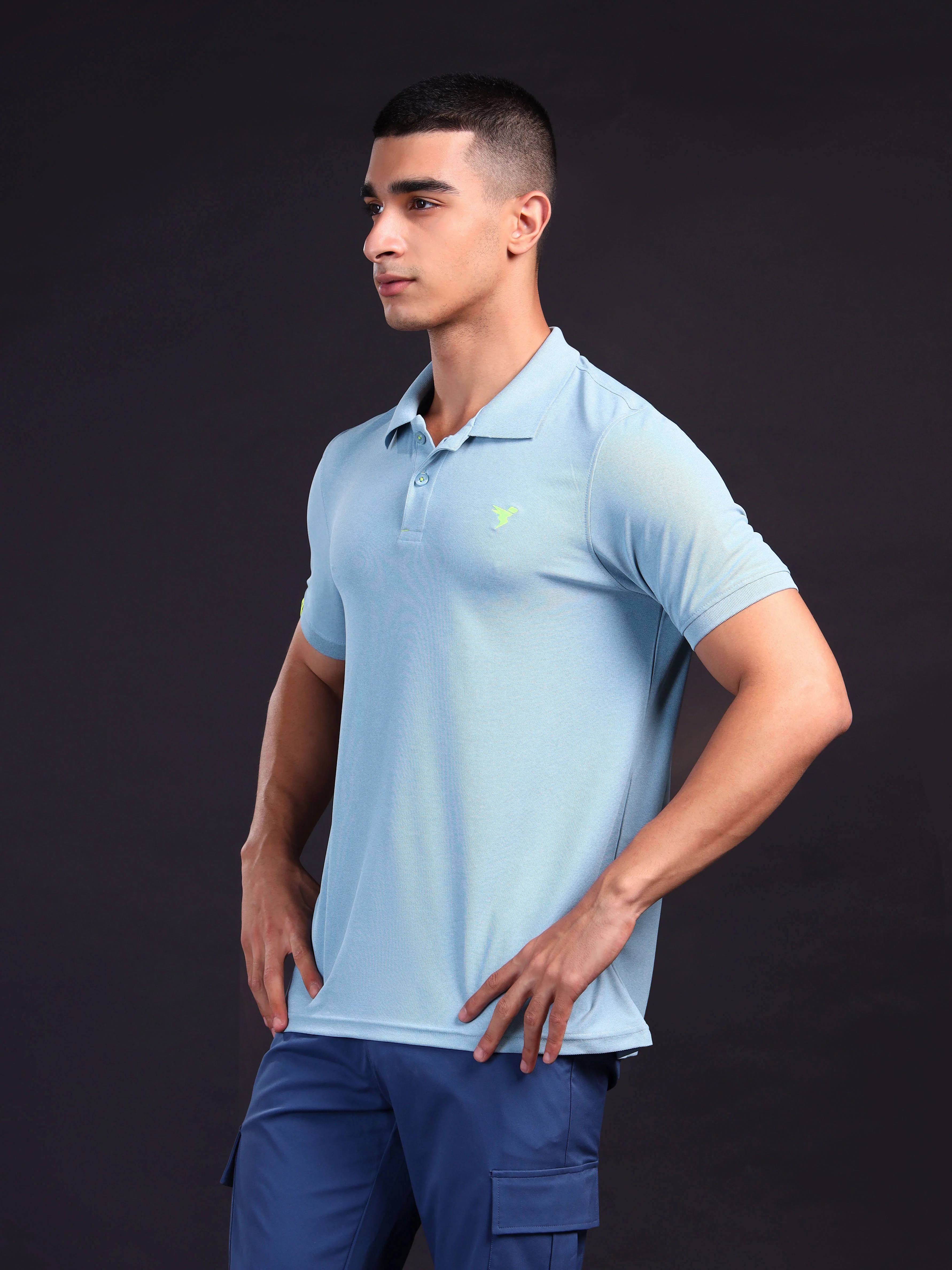Men Solid Slim Fit Polo T-shirt with MATPIQ - Image 4