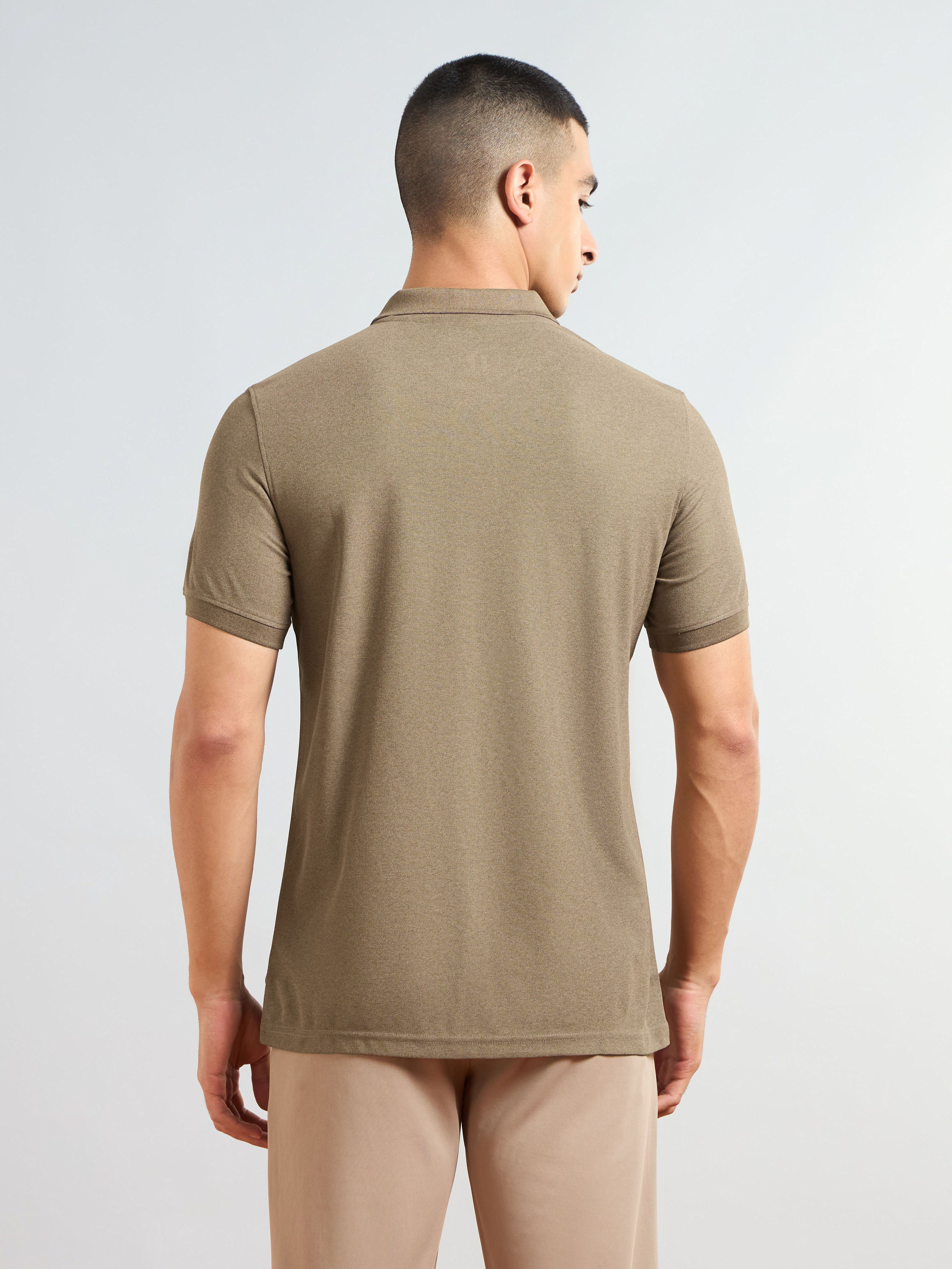 Men Solid Slim Fit Polo T-shirt with MATPIQ - Image 3