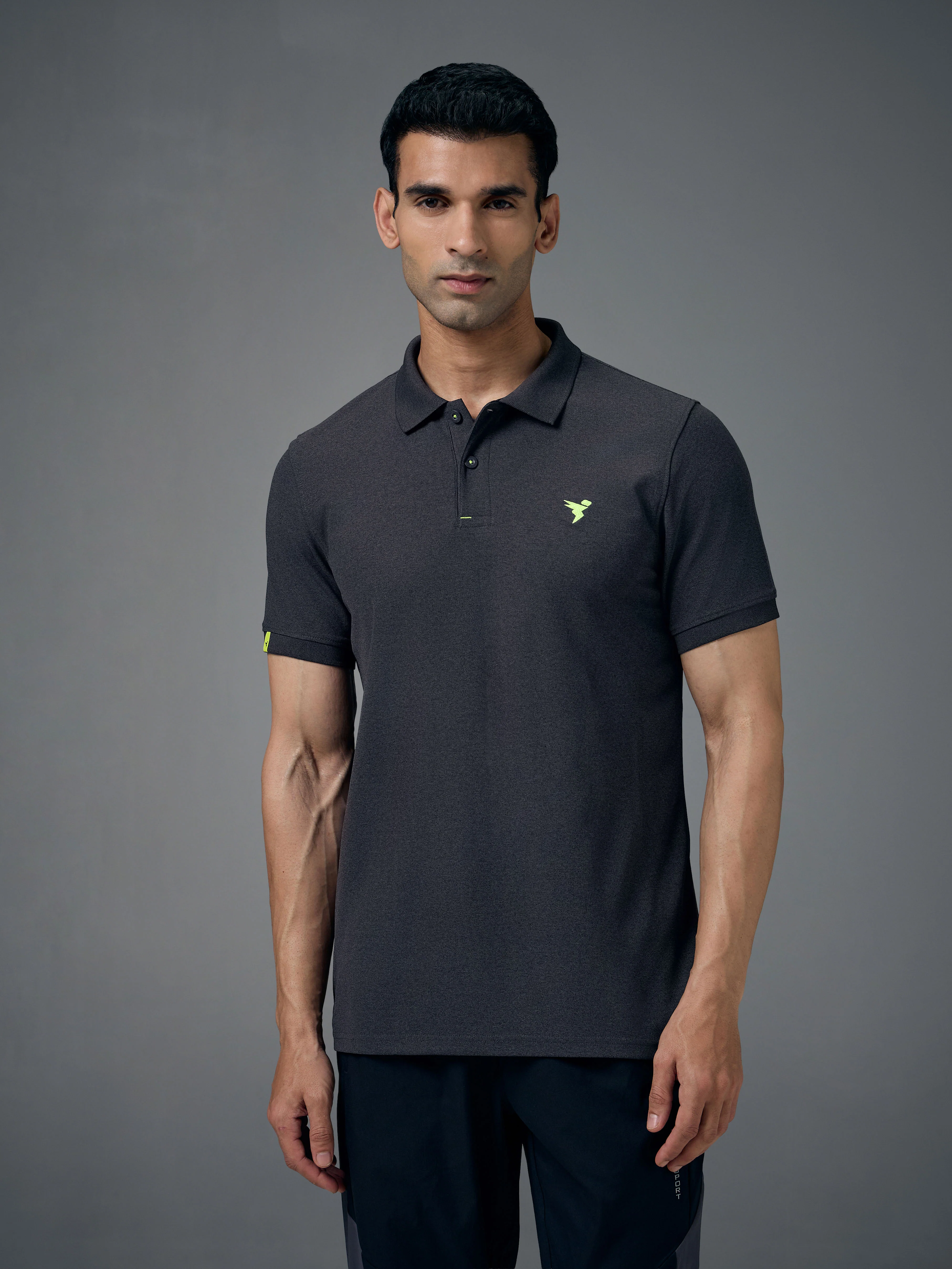 Men Solid Slim Fit Polo T-shirt with MATPIQ - Image 2
