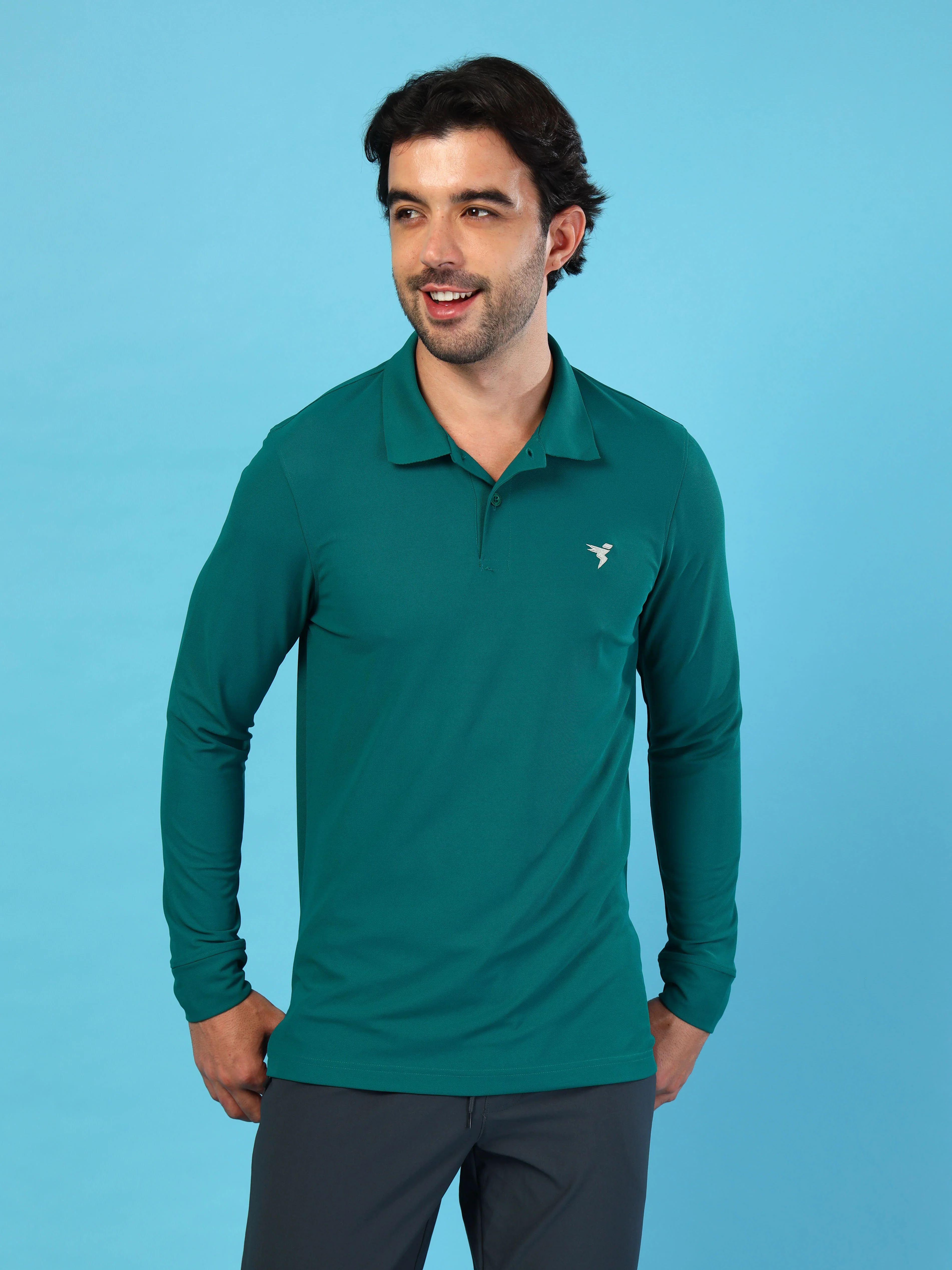 Men Solid Slim Fit Polo T-shirt with MATPIQ - Image 2
