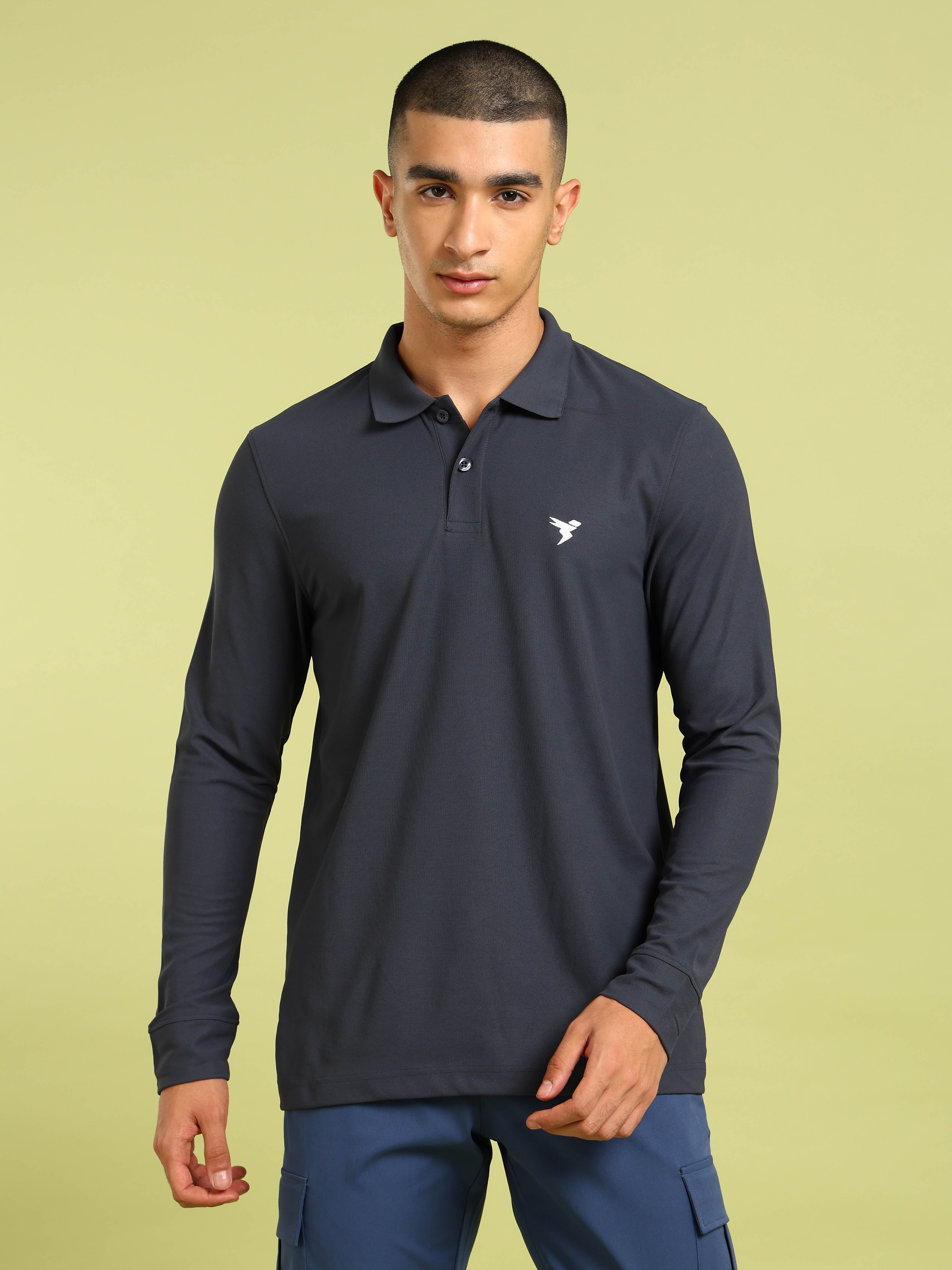 Men Solid Slim Fit Polo T-shirt with MATPIQ - Image 2