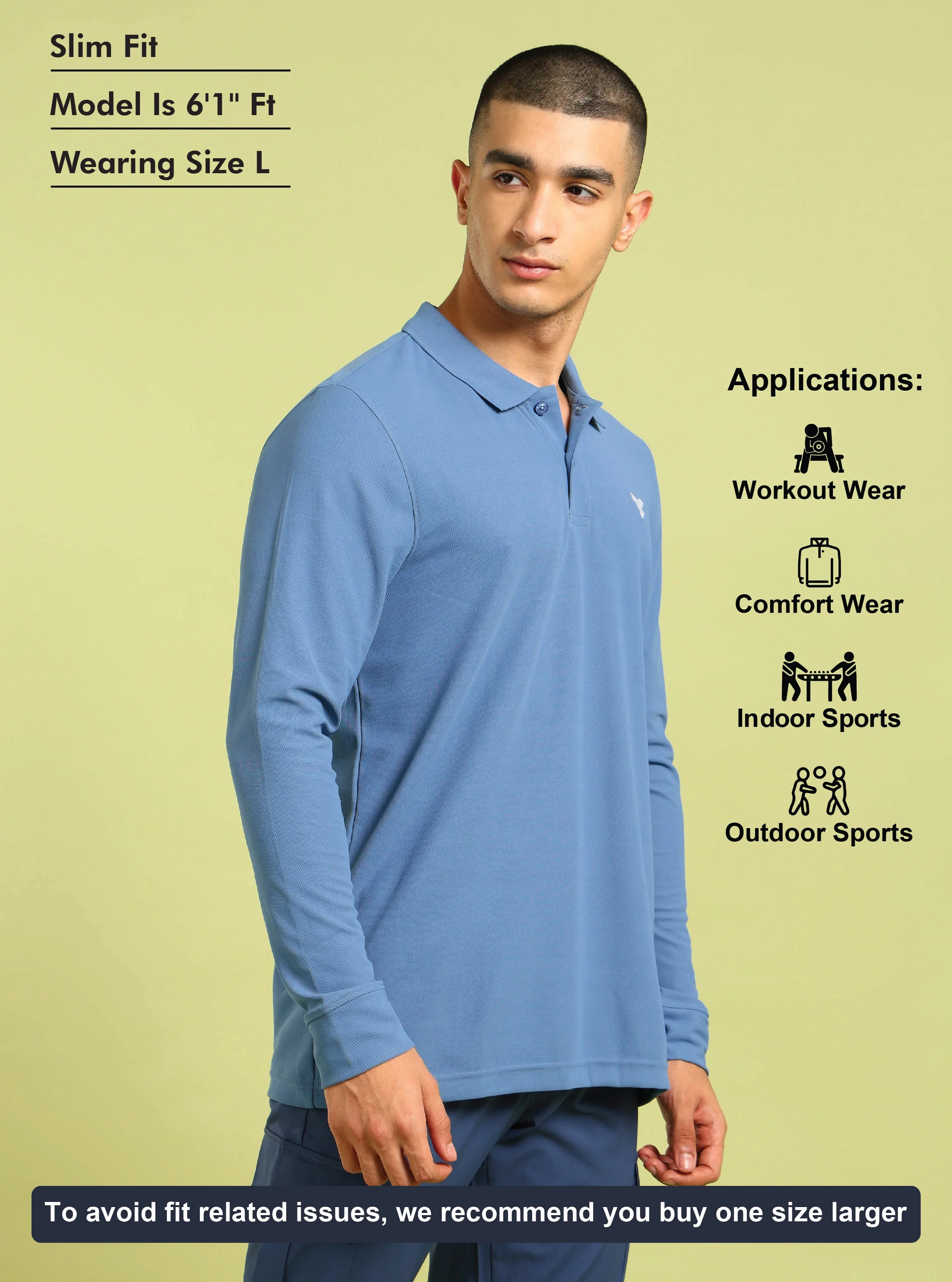 Men Solid Slim Fit Polo T-shirt with MATPIQ - Image 5