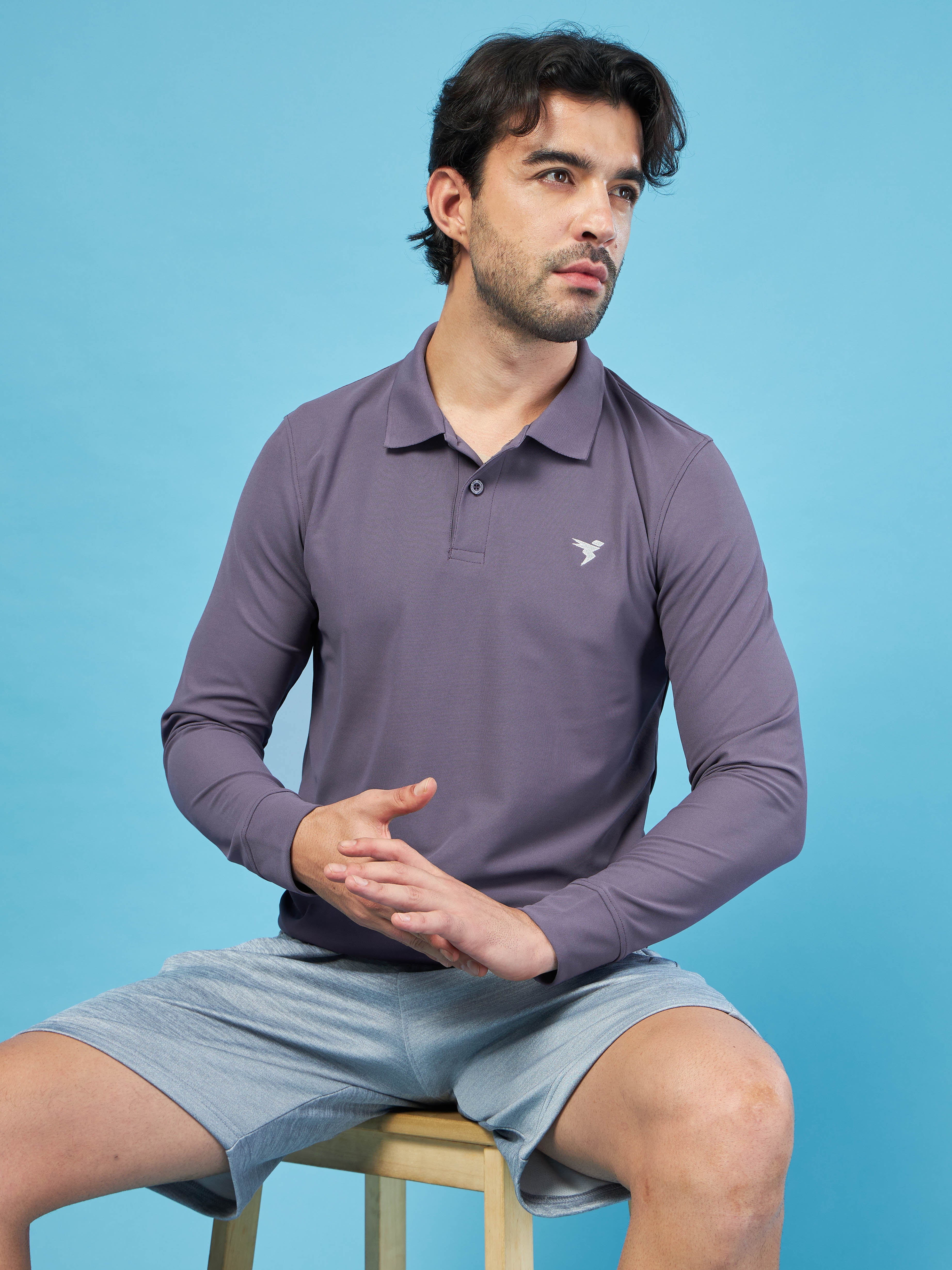 Men Solid Slim Fit Polo T-shirt with MATPIQ - Image 2