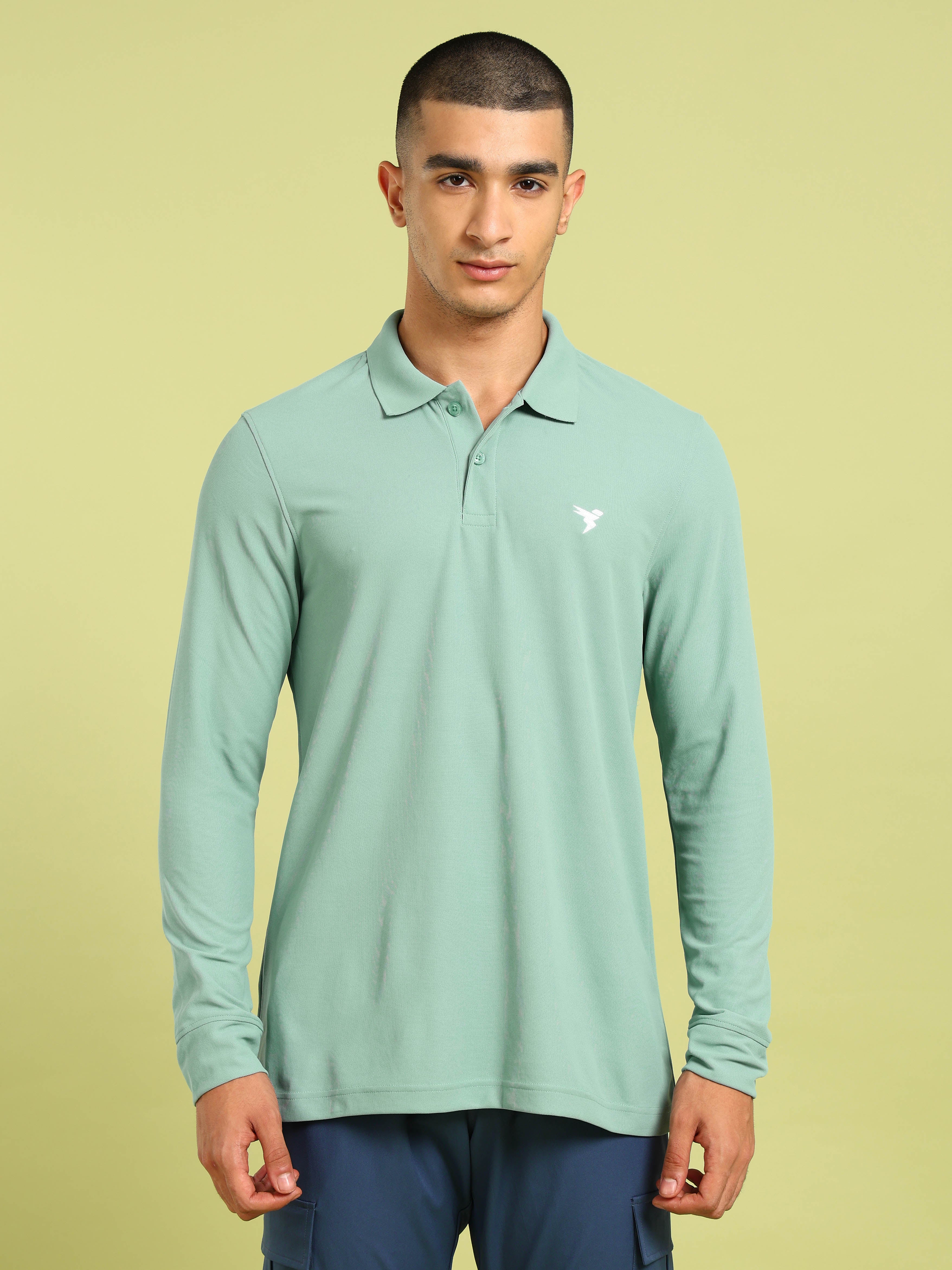 Men Solid Slim Fit Polo T-shirt with MATPIQ - Image 2