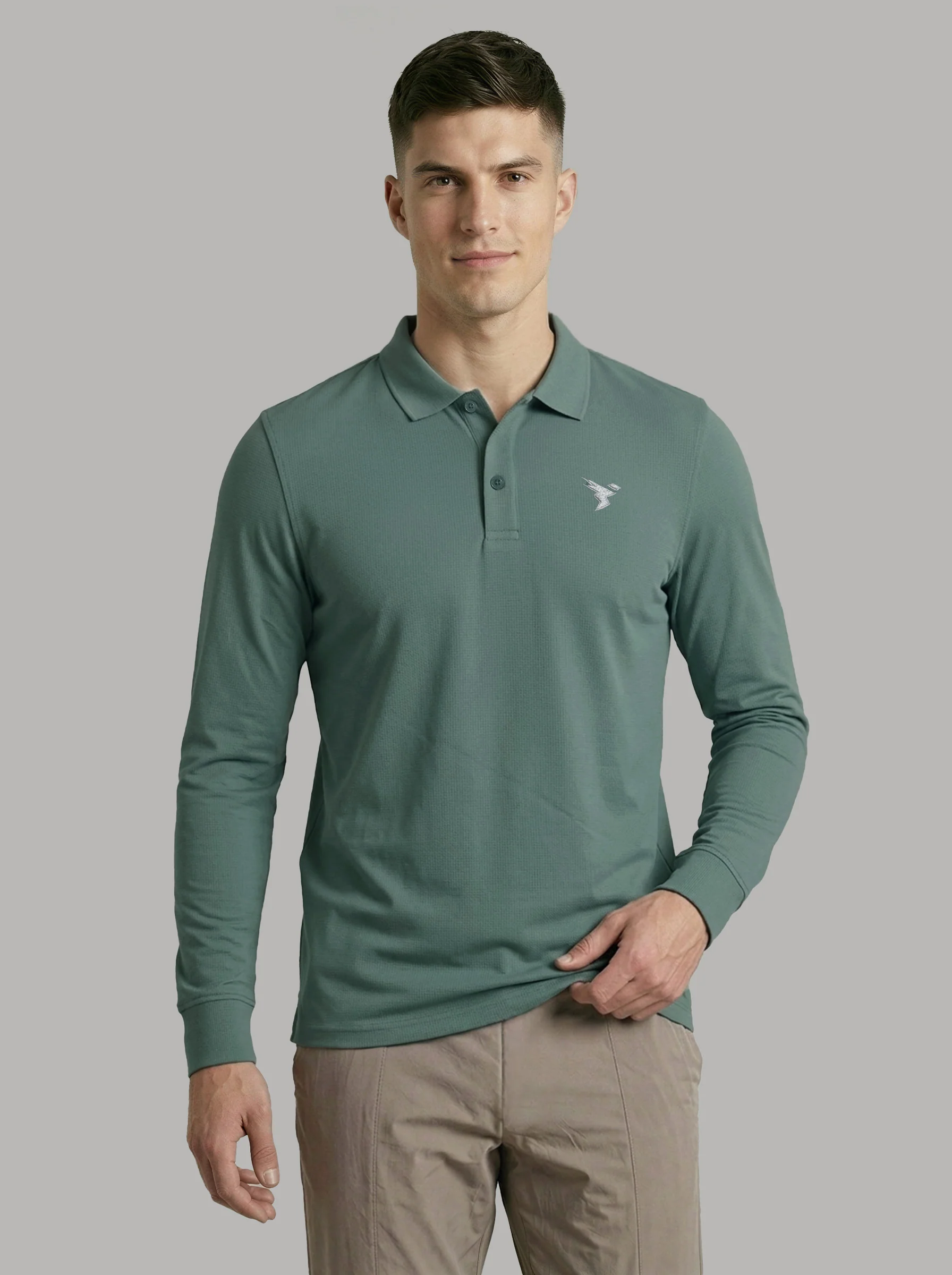 Men Solid Slim Fit Polo T-shirt with MATPIQ - Image 2