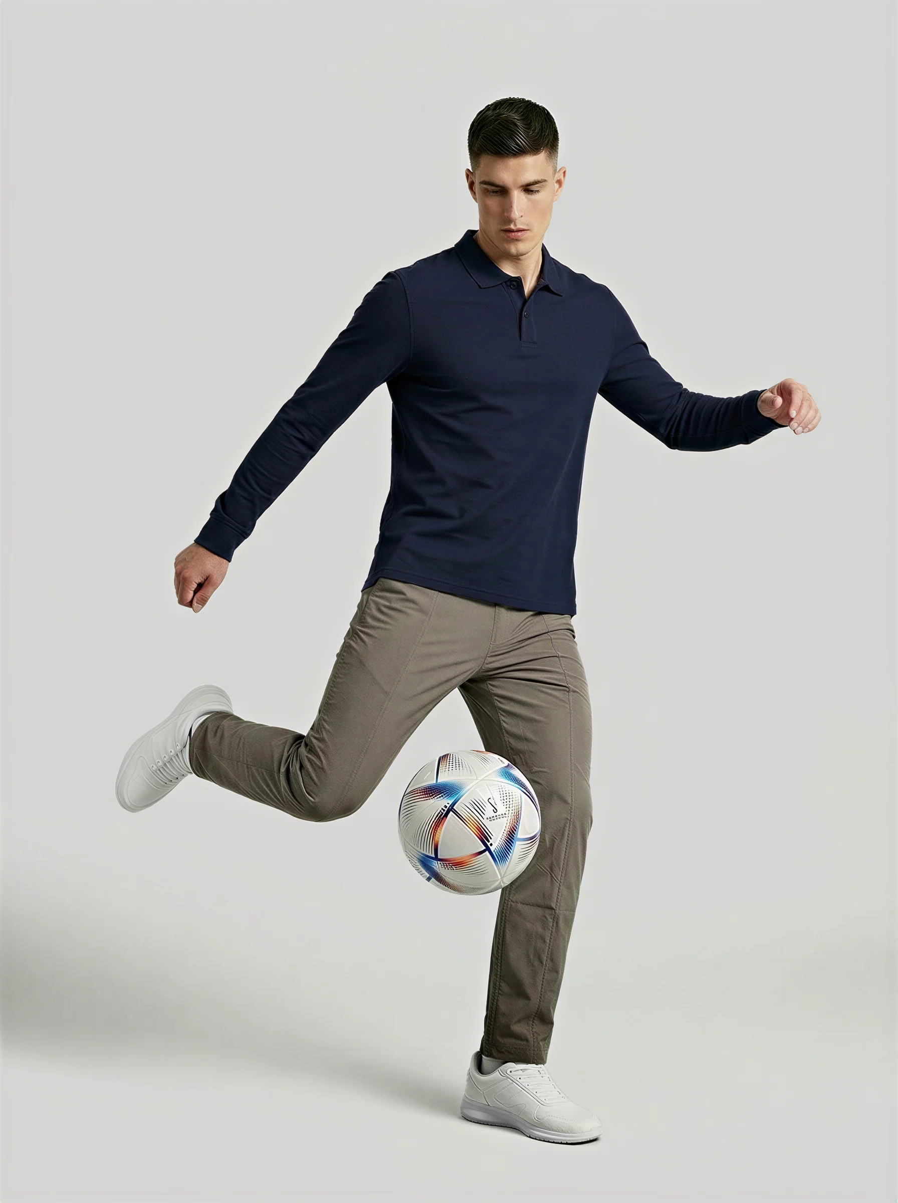 Men Solid Slim Fit Polo T-shirt with MATPIQ - Image 2