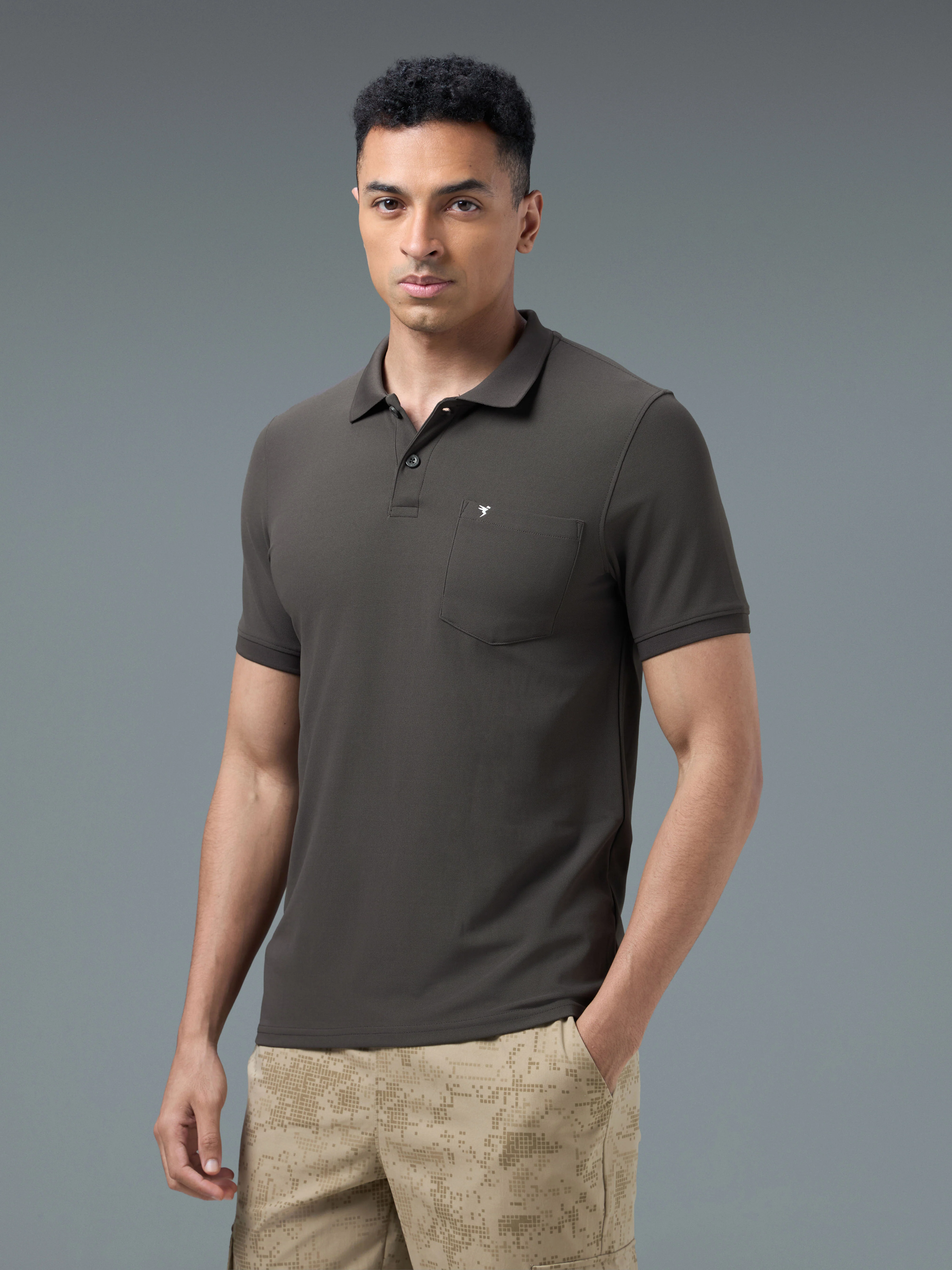 Men Solid Slim Fit Polo T-shirt with MATPIQ - Image 4
