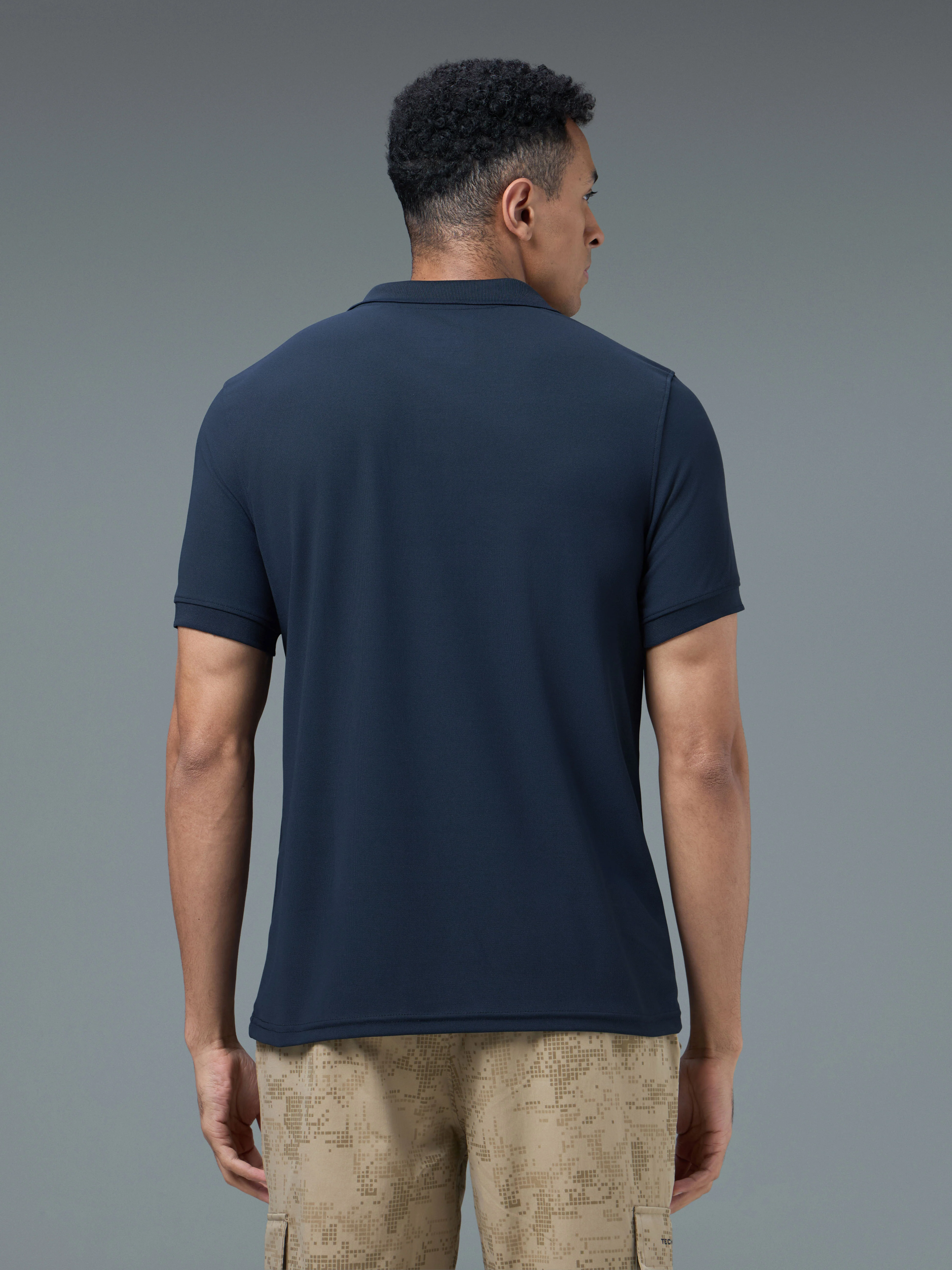 Men Solid Slim Fit Polo T-shirt with MATPIQ - Image 3