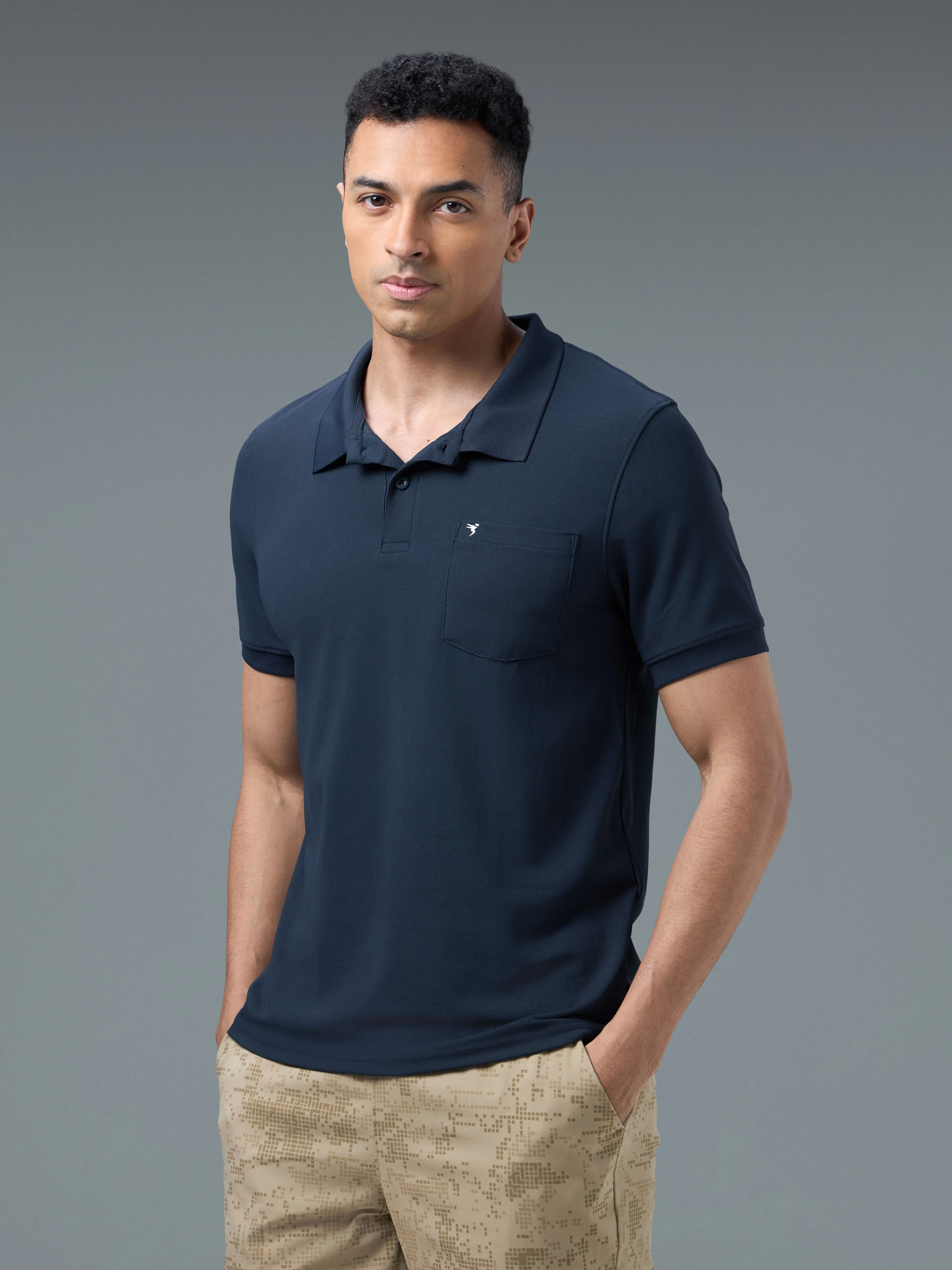 Men Solid Slim Fit Polo T-shirt with MATPIQ - Image 4