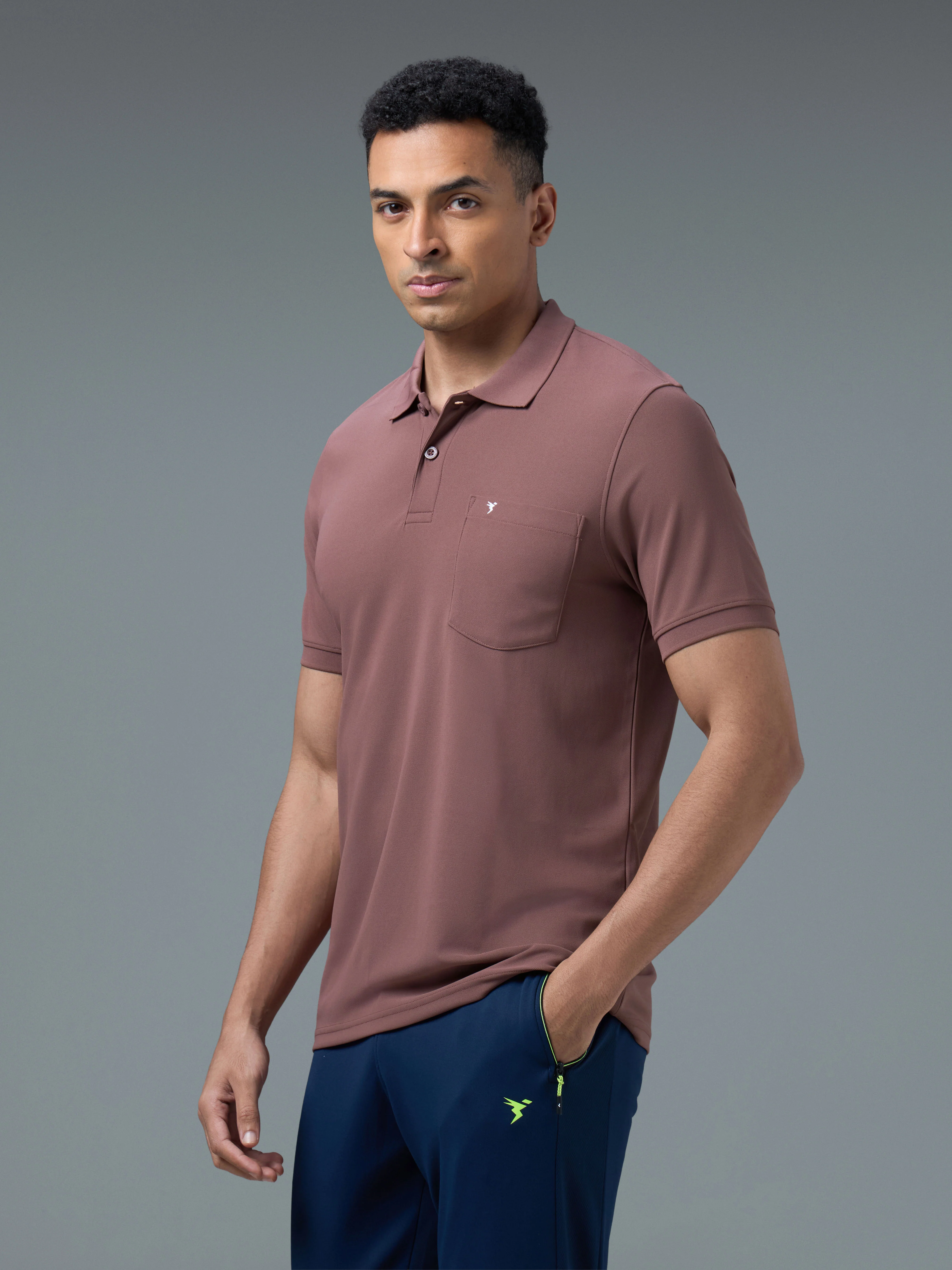 Men Solid Slim Fit Polo T-shirt with MATPIQ - Image 4