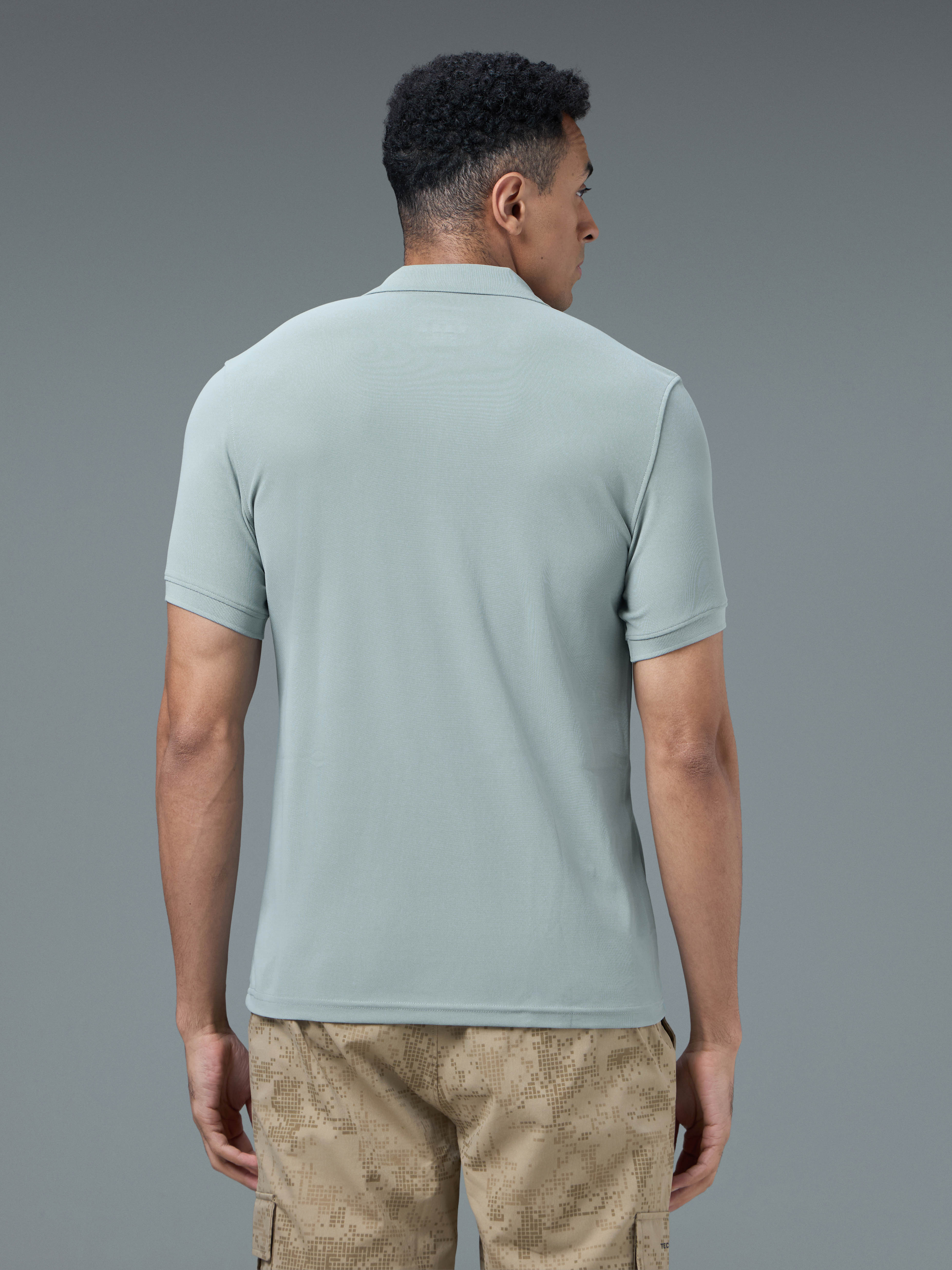 Men Solid Slim Fit Polo T-shirt with MATPIQ - Image 2