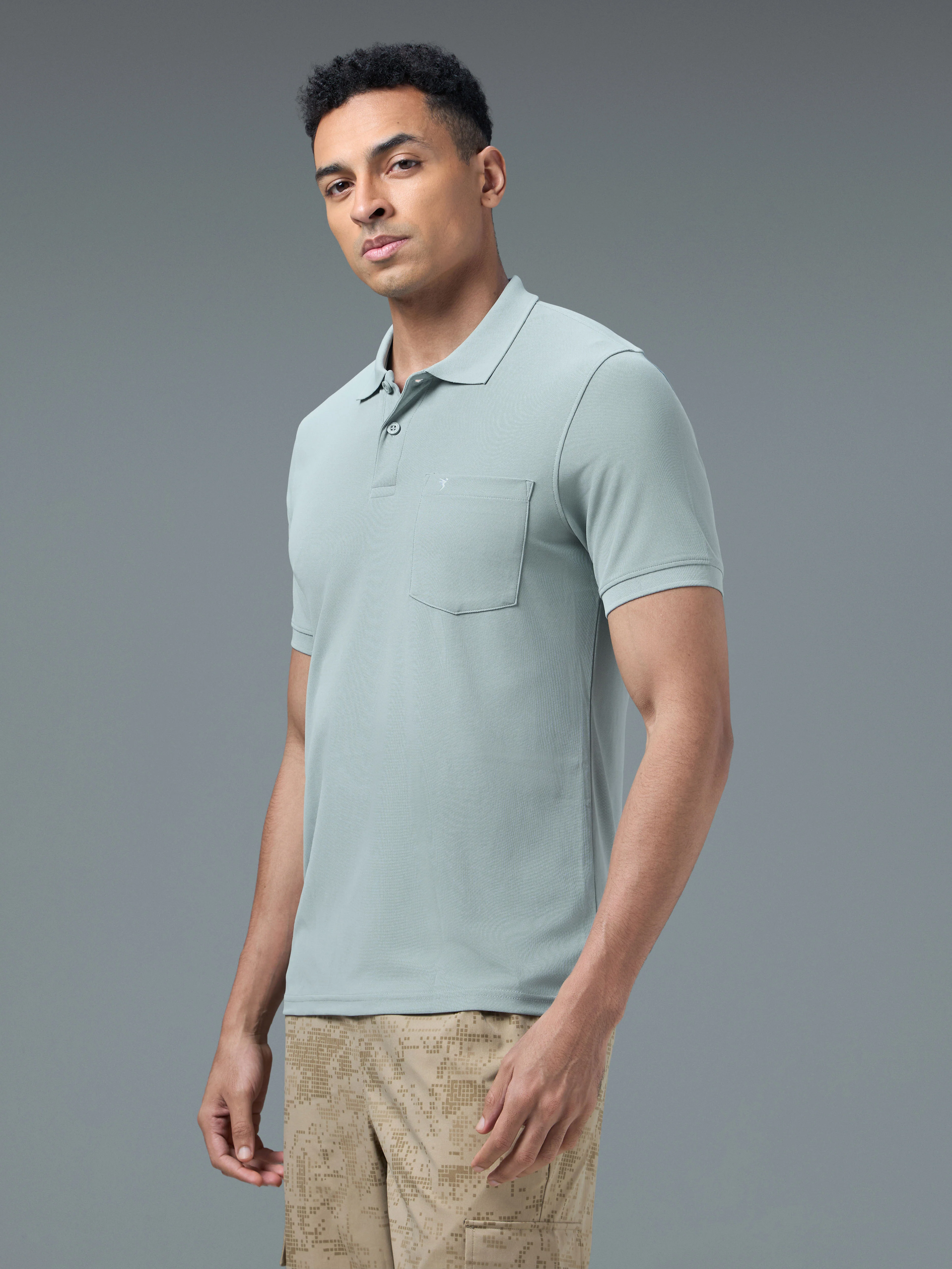 Men Solid Slim Fit Polo T-shirt with MATPIQ - Image 3