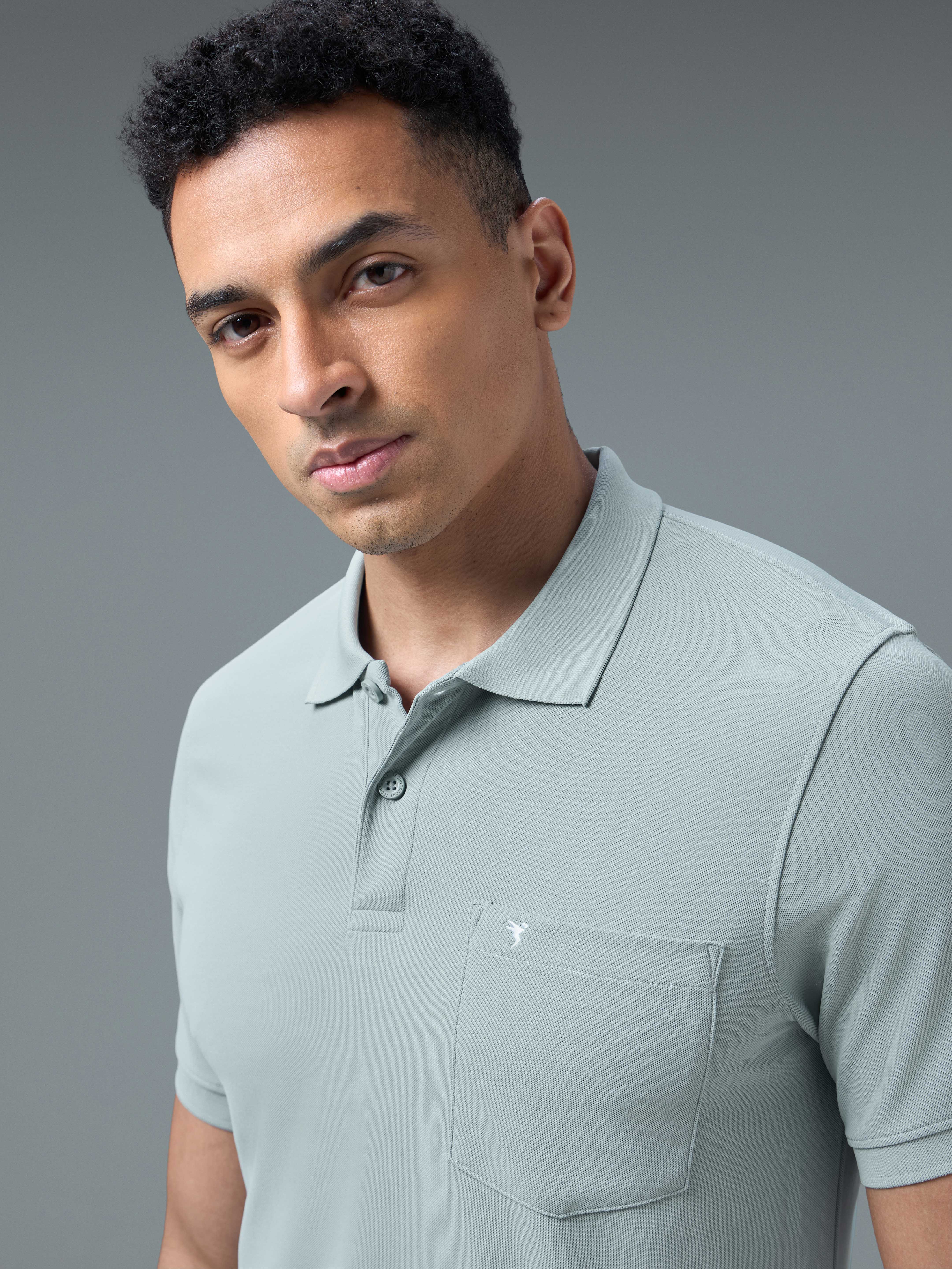Men Solid Slim Fit Polo T-shirt with MATPIQ - Image 5