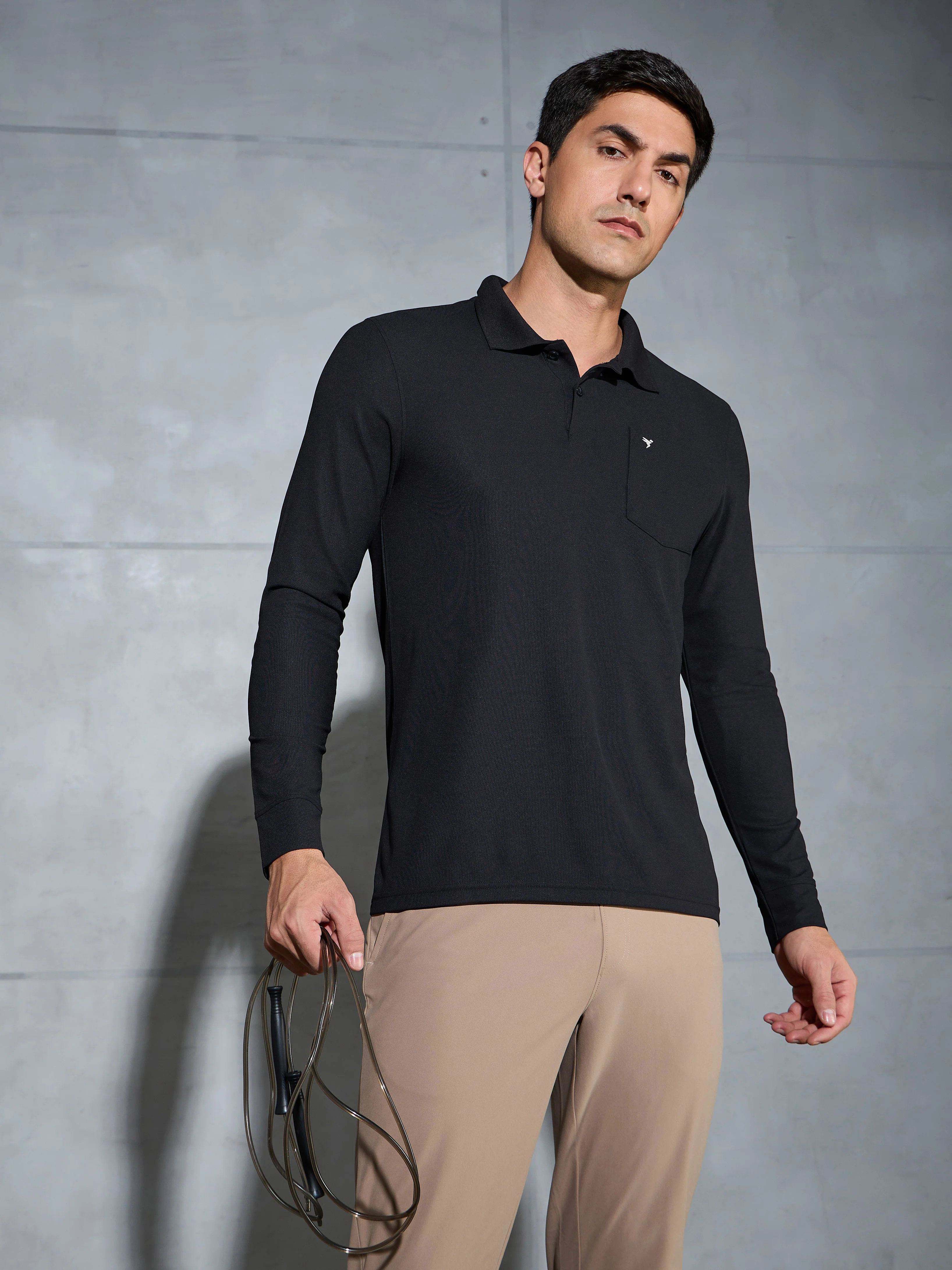 Men Solid Slim Fit Polo T-shirt with MATPIQ - Image 2