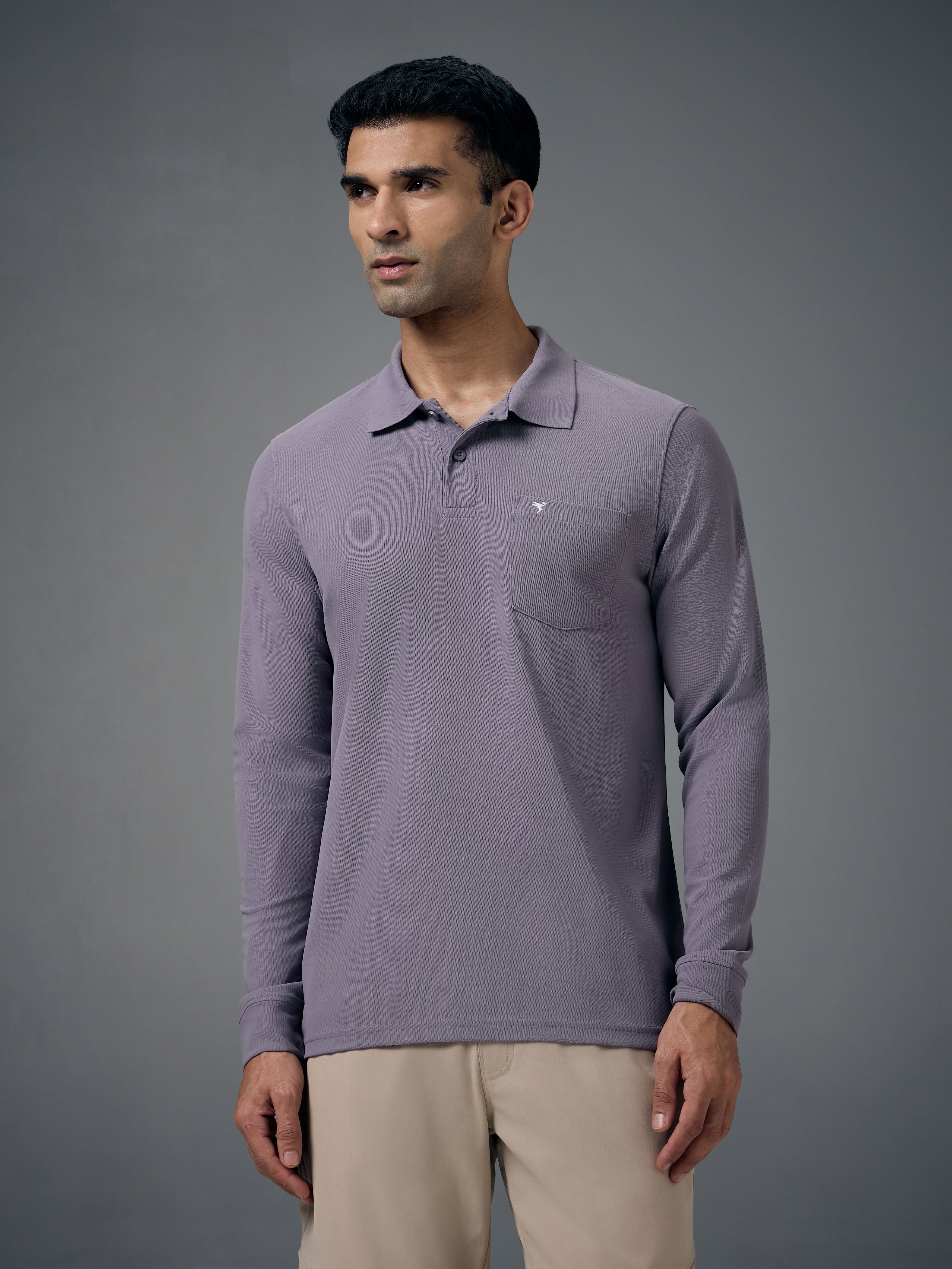 Men Solid Slim Fit Polo T-shirt with MATPIQ - Image 2