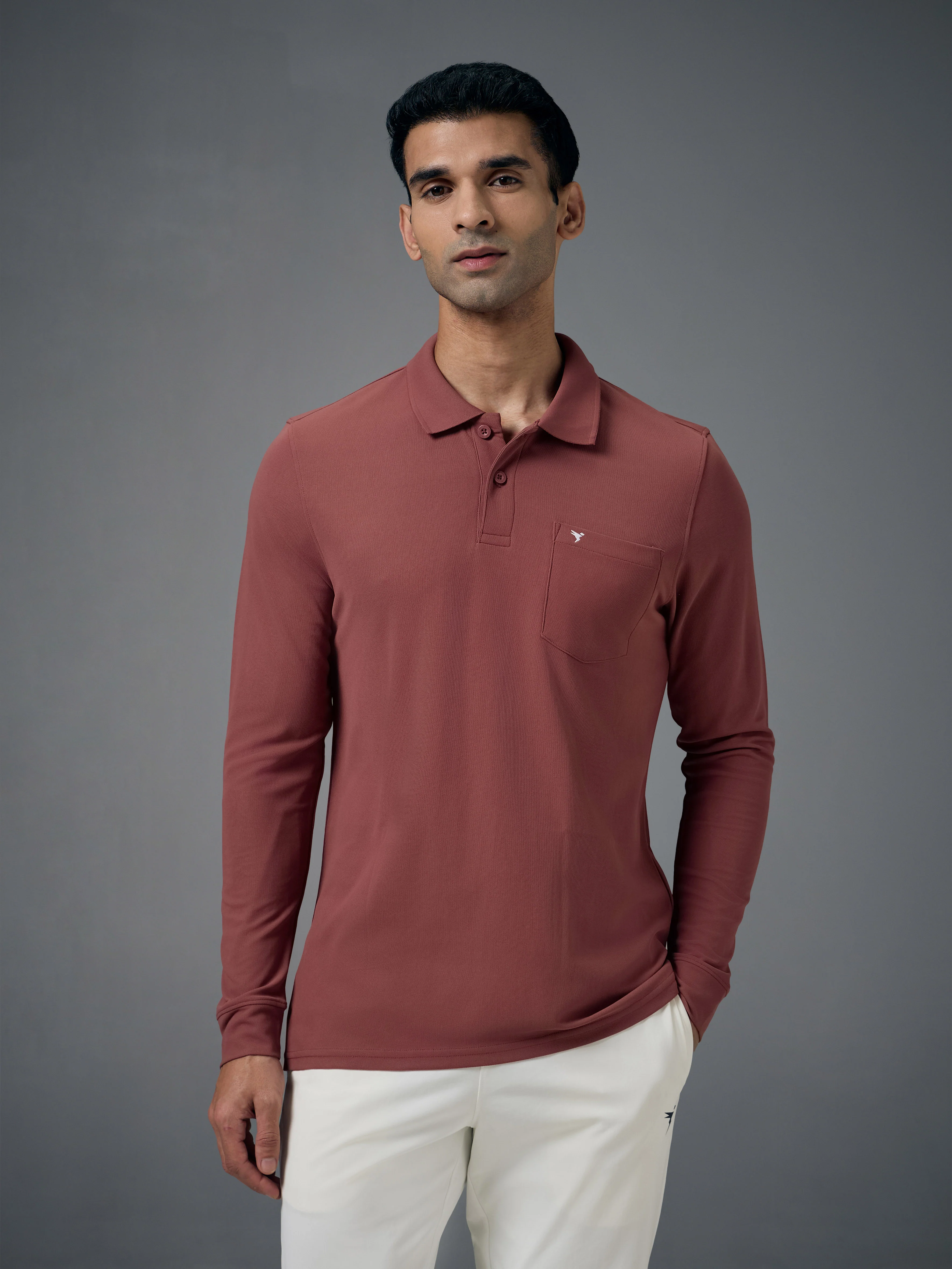 Men Solid Slim Fit Polo T-shirt with MATPIQ - Image 2
