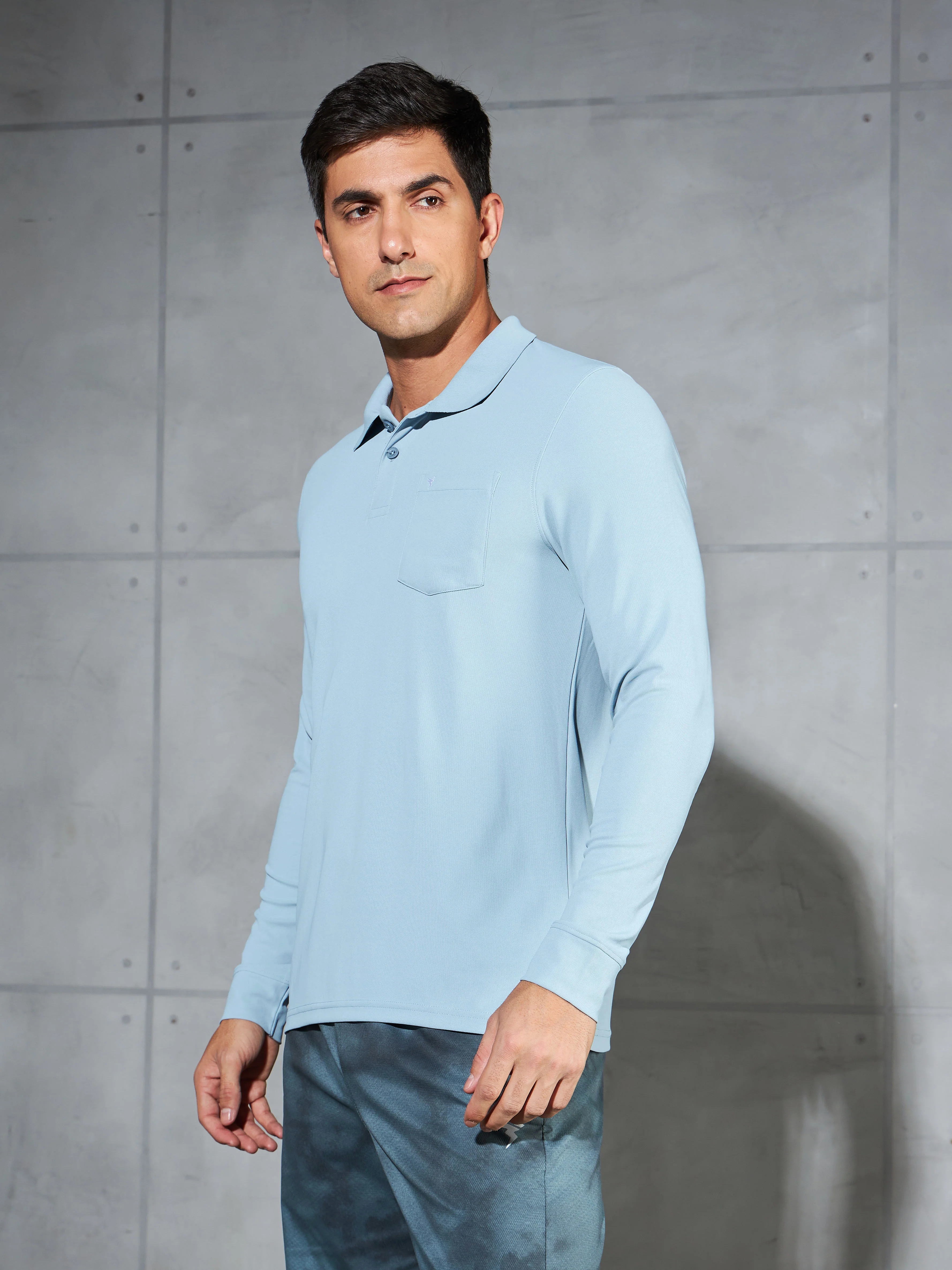 Men Solid Slim Fit Polo T-shirt with MATPIQ - Image 3