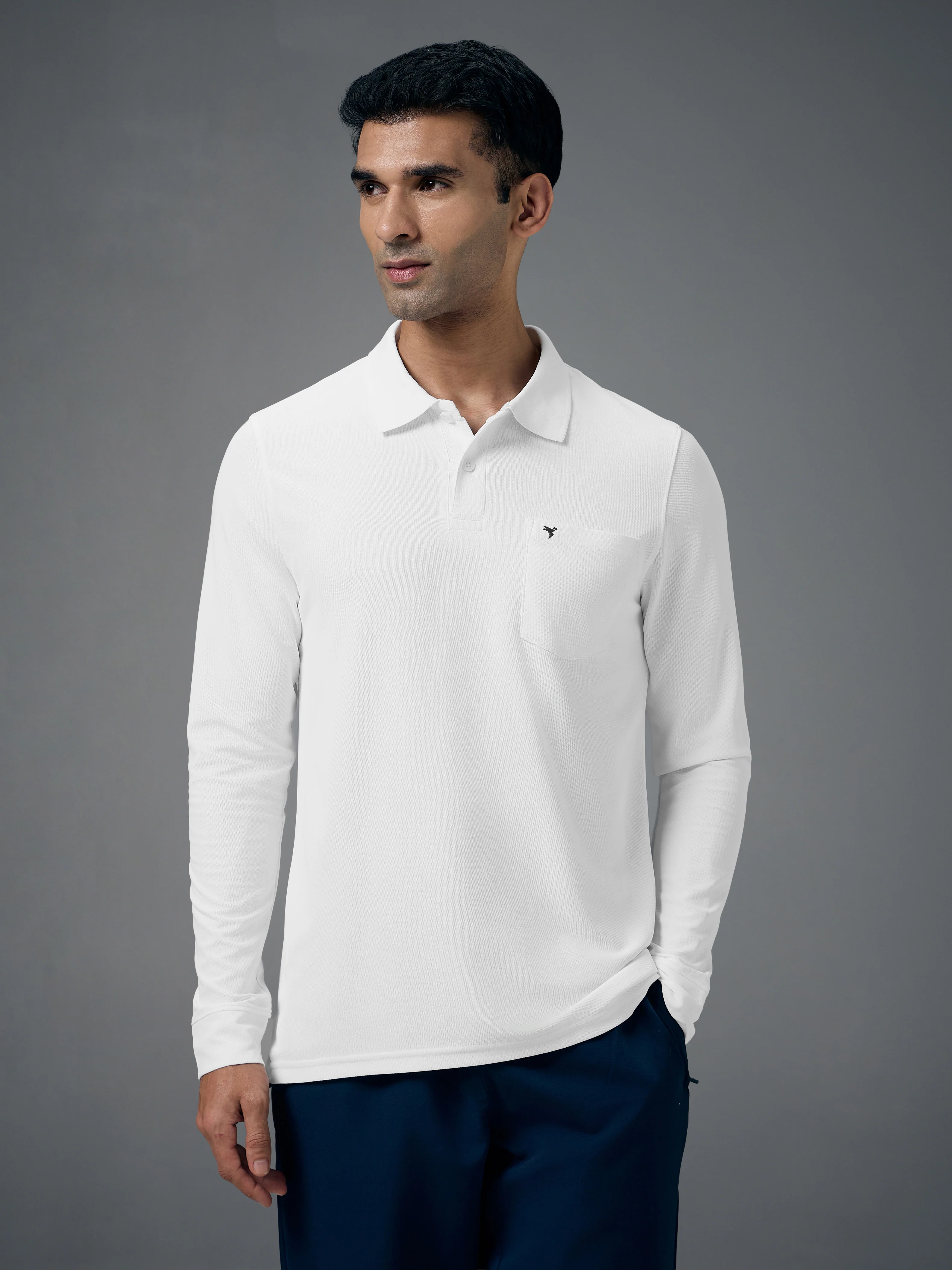 Men Solid Slim Fit Polo T-shirt with MATPIQ - Image 2