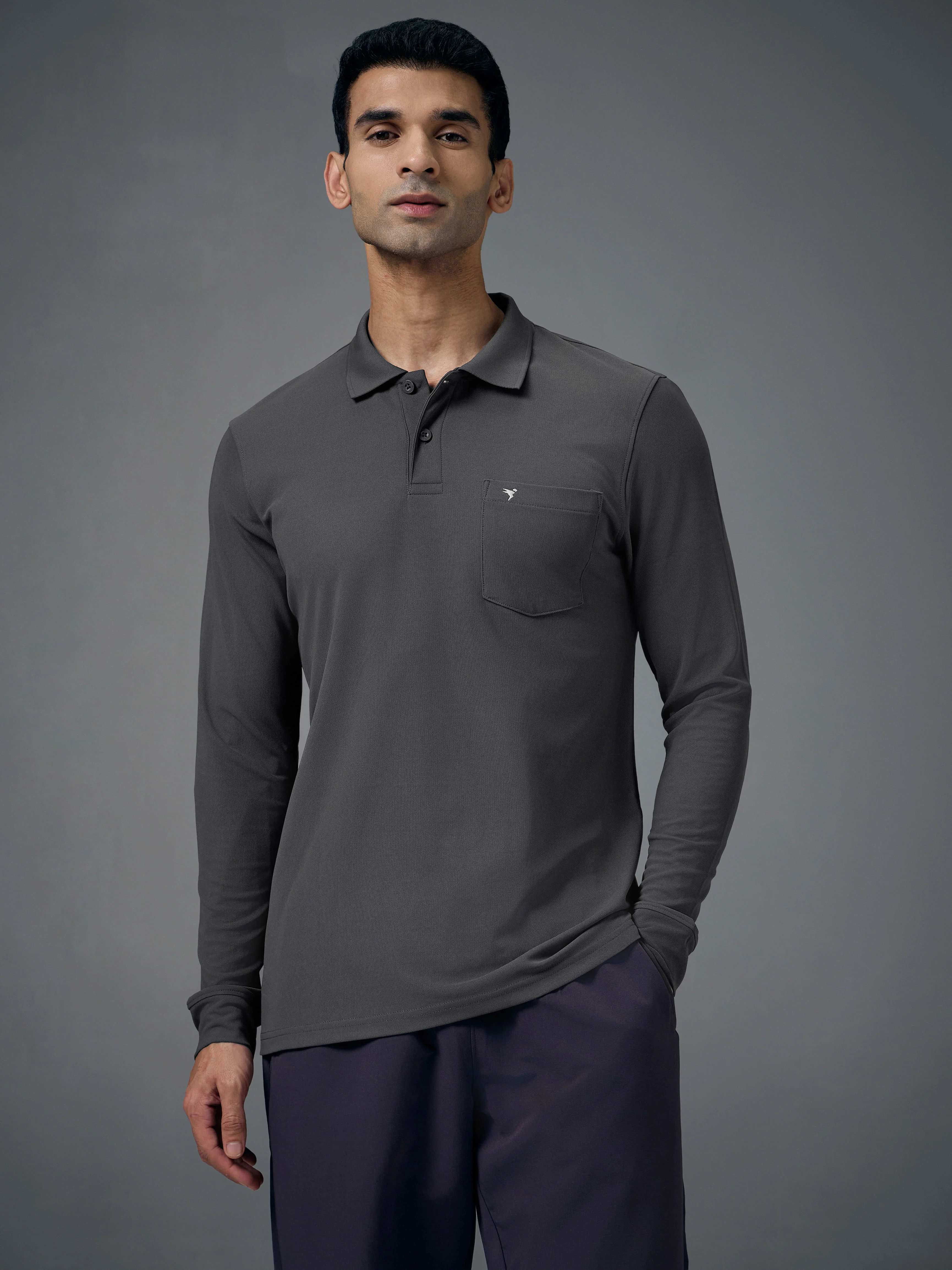 Men Solid Slim Fit Polo T-shirt with MATPIQ - Image 2