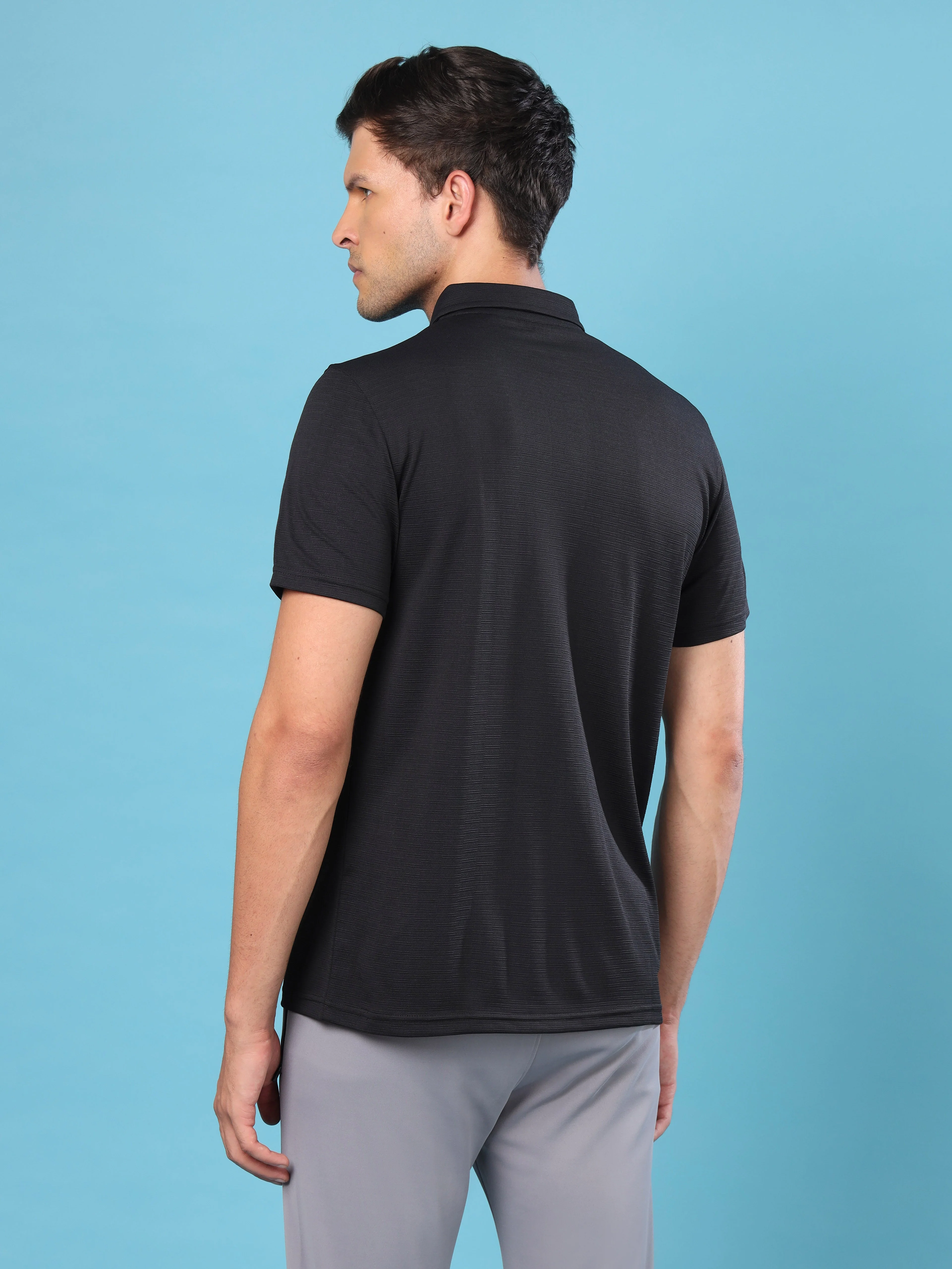 Men Solid Slim Fit Polo T-shirt with MATPIQ - Image 2