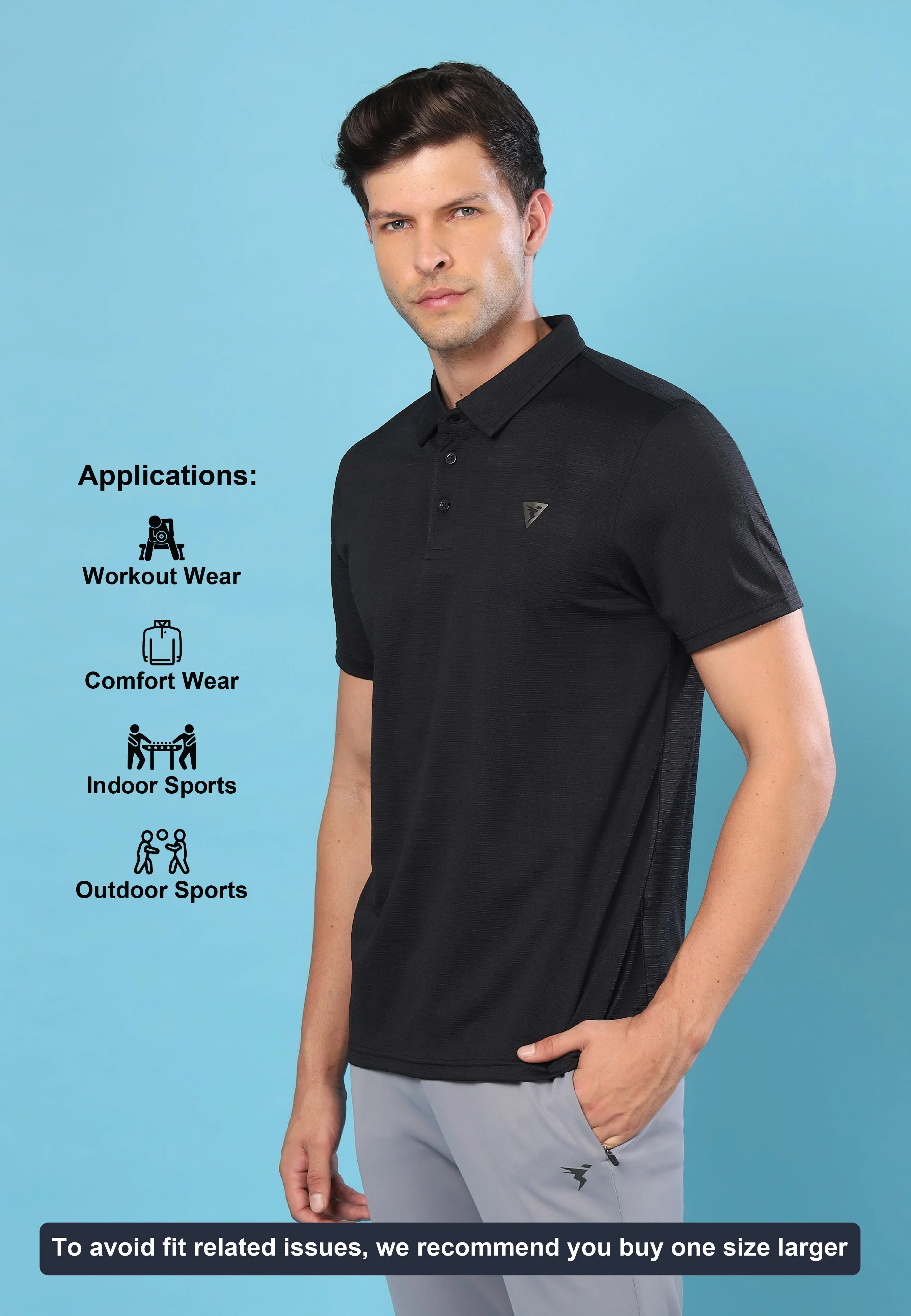 Men Solid Slim Fit Polo T-shirt with MATPIQ - Image 3
