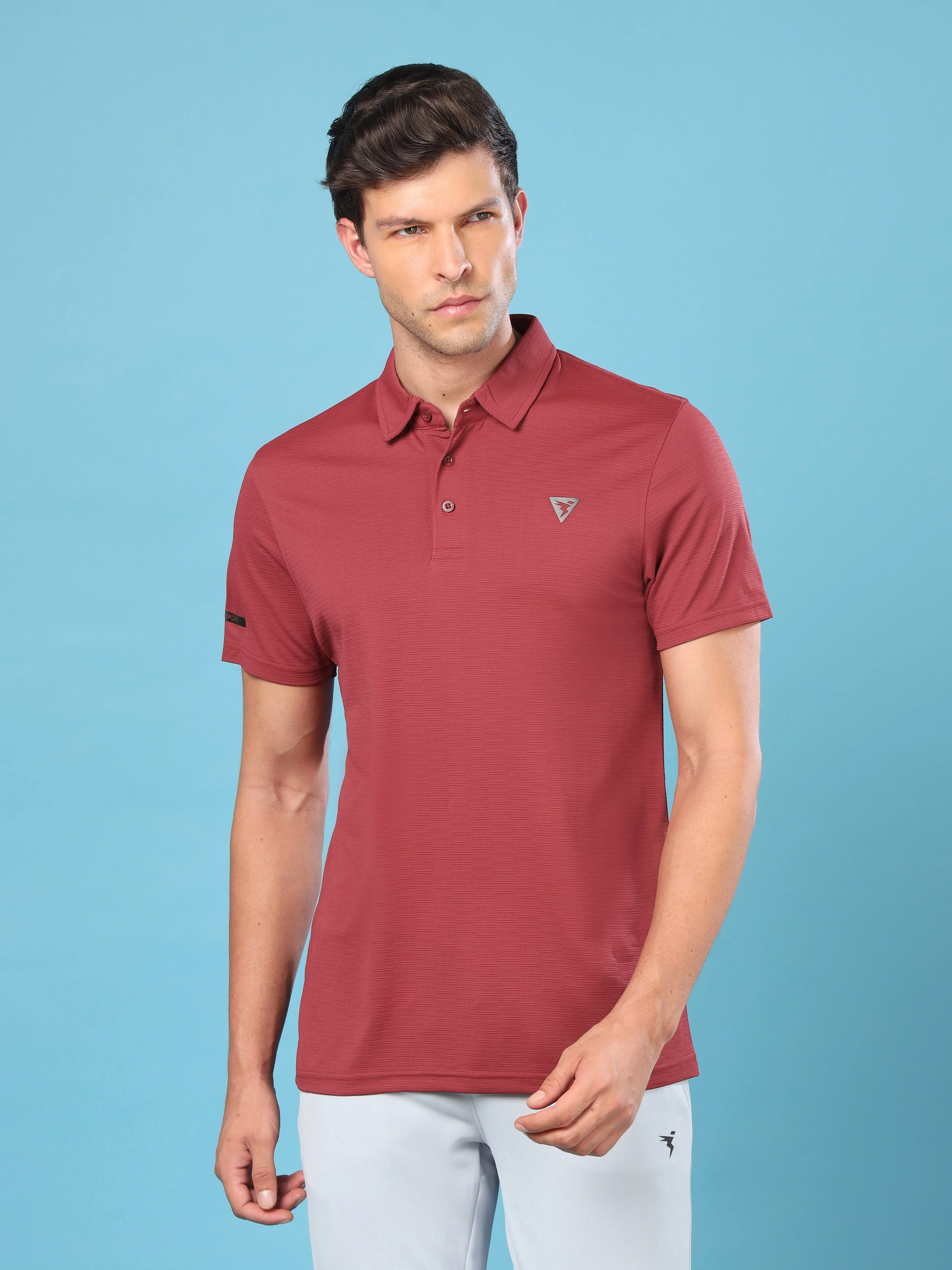 Men Solid Slim Fit Polo T-shirt with MATPIQ