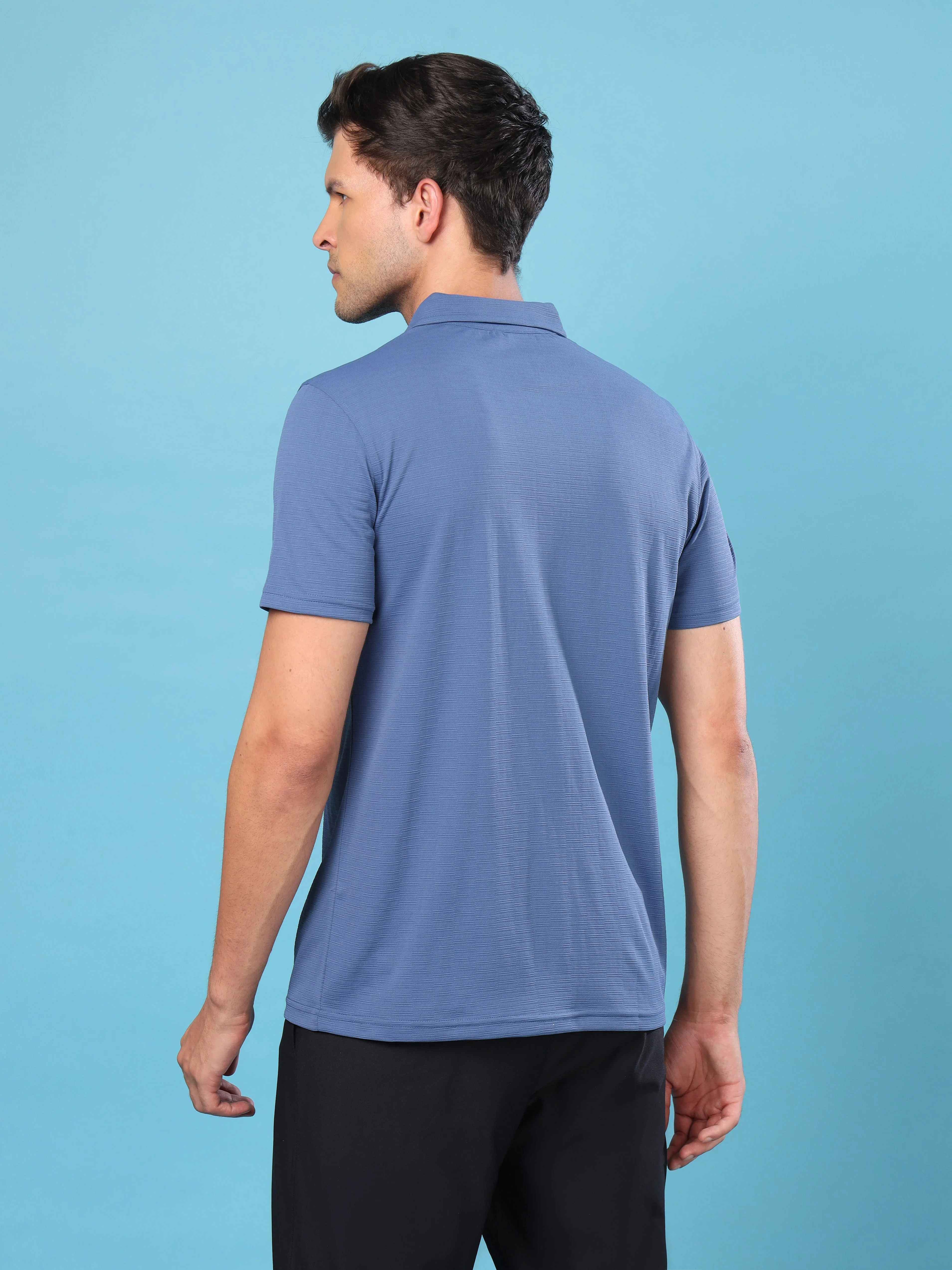 Men Solid Slim Fit Polo T-shirt with MATPIQ - Image 2