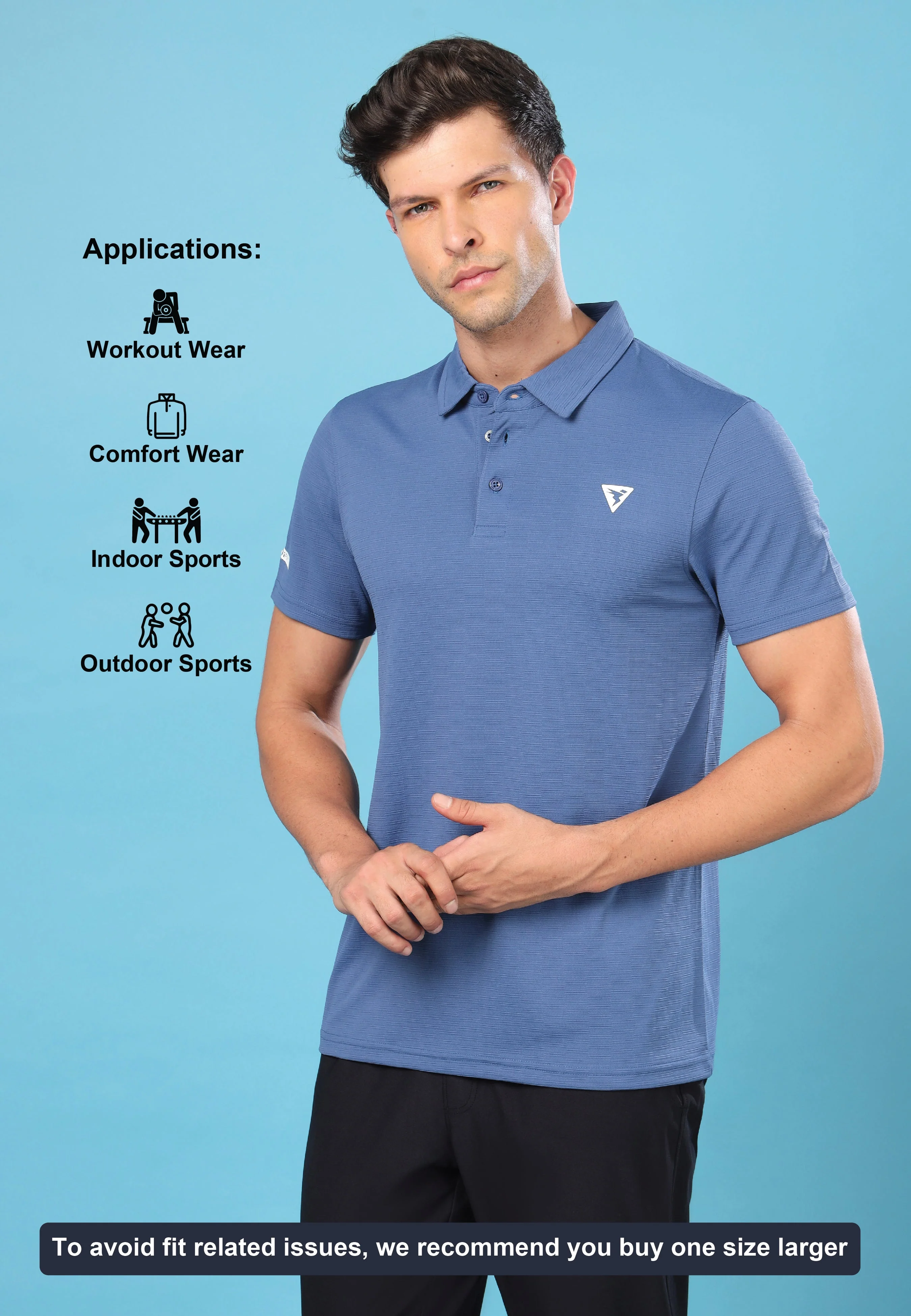 Men Solid Slim Fit Polo T-shirt with MATPIQ - Image 3