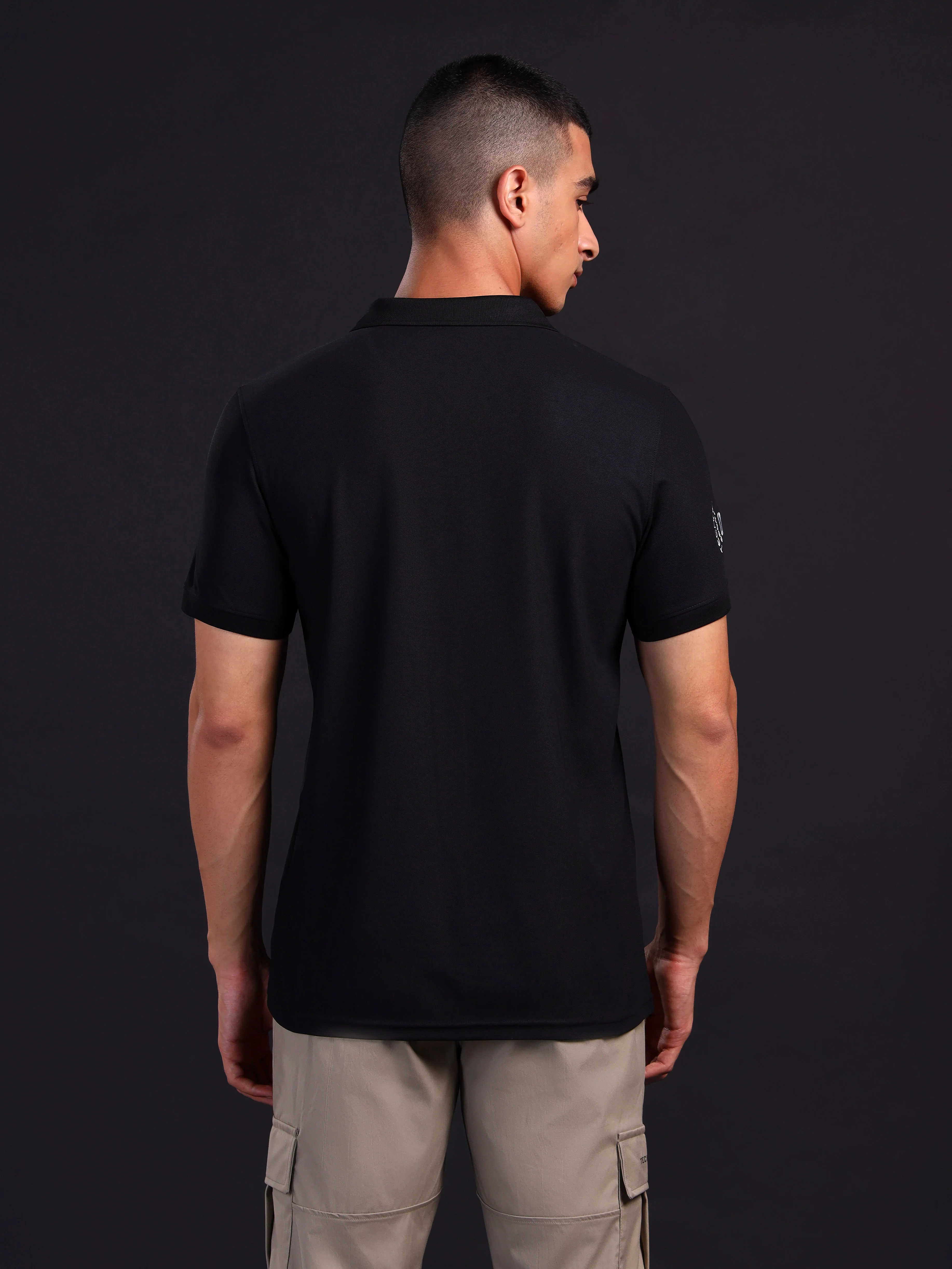 Men Solid Slim Fit Polo T-shirt with MATPIQ - Image 2