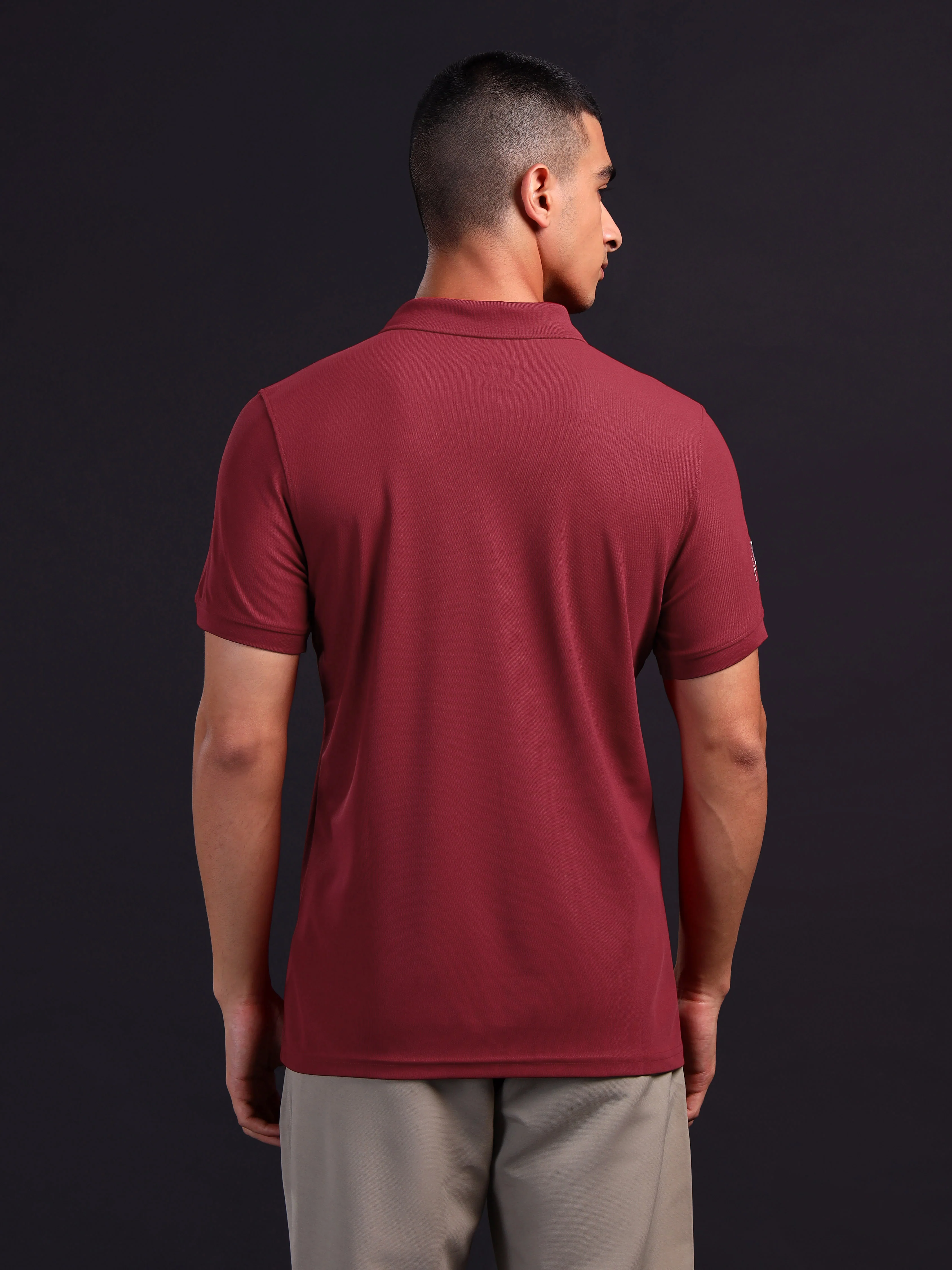 Men Solid Slim Fit Polo T-shirt with MATPIQ - Image 2