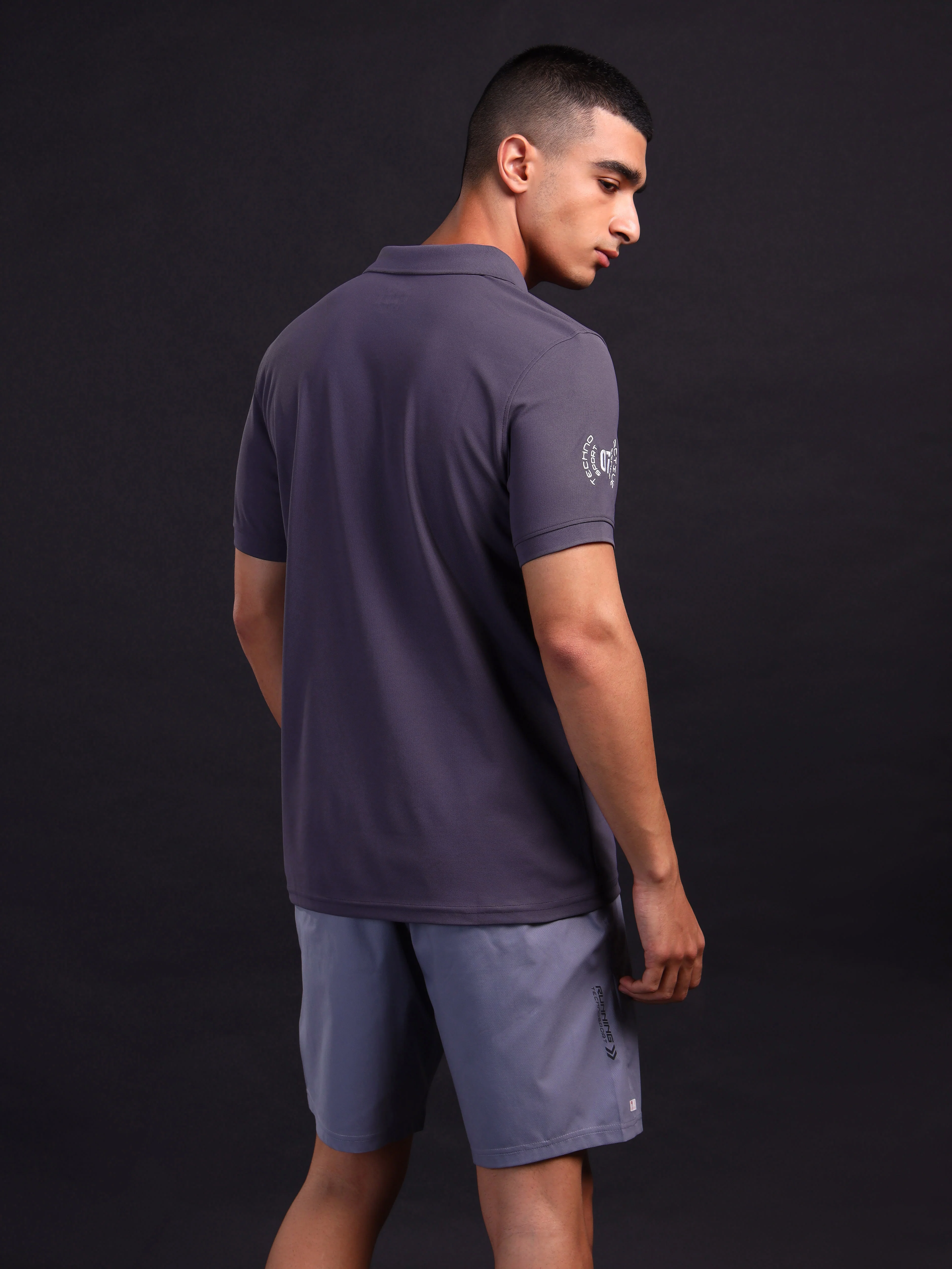 Men Solid Slim Fit Polo T-shirt with MATPIQ - Image 2