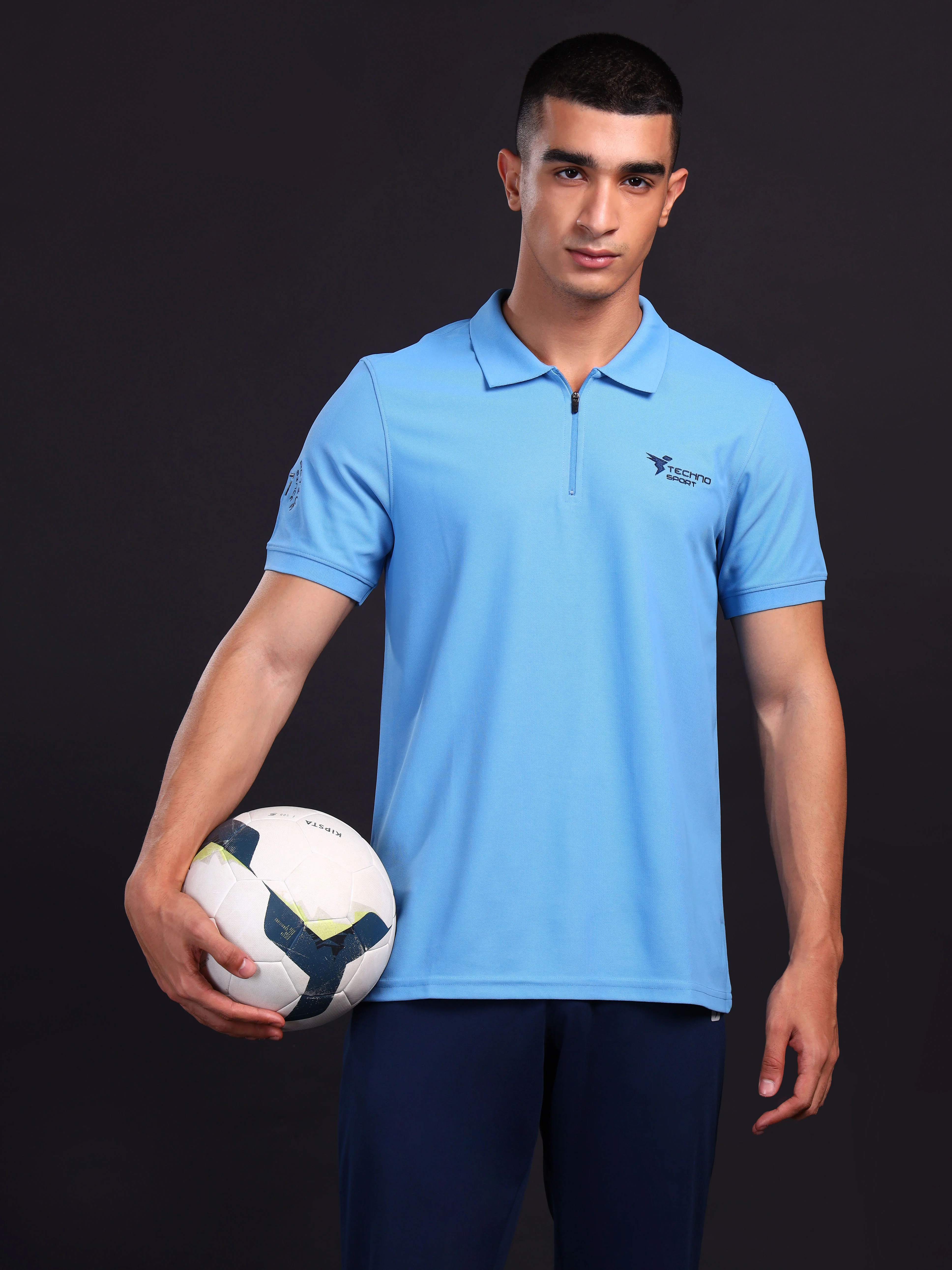 Men Solid Slim Fit Polo T-shirt with MATPIQ
