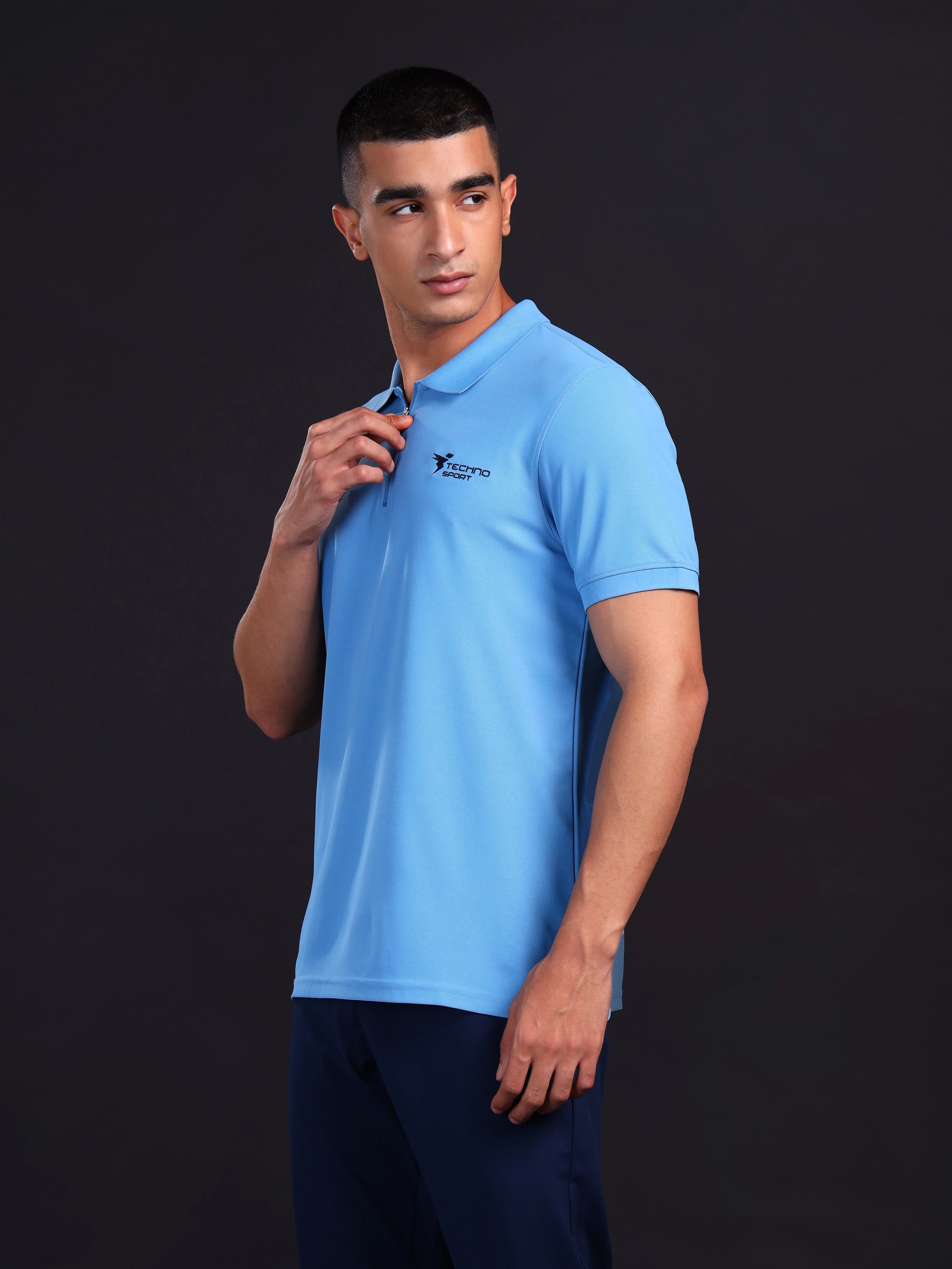 Men Solid Slim Fit Polo T-shirt with MATPIQ - Image 4