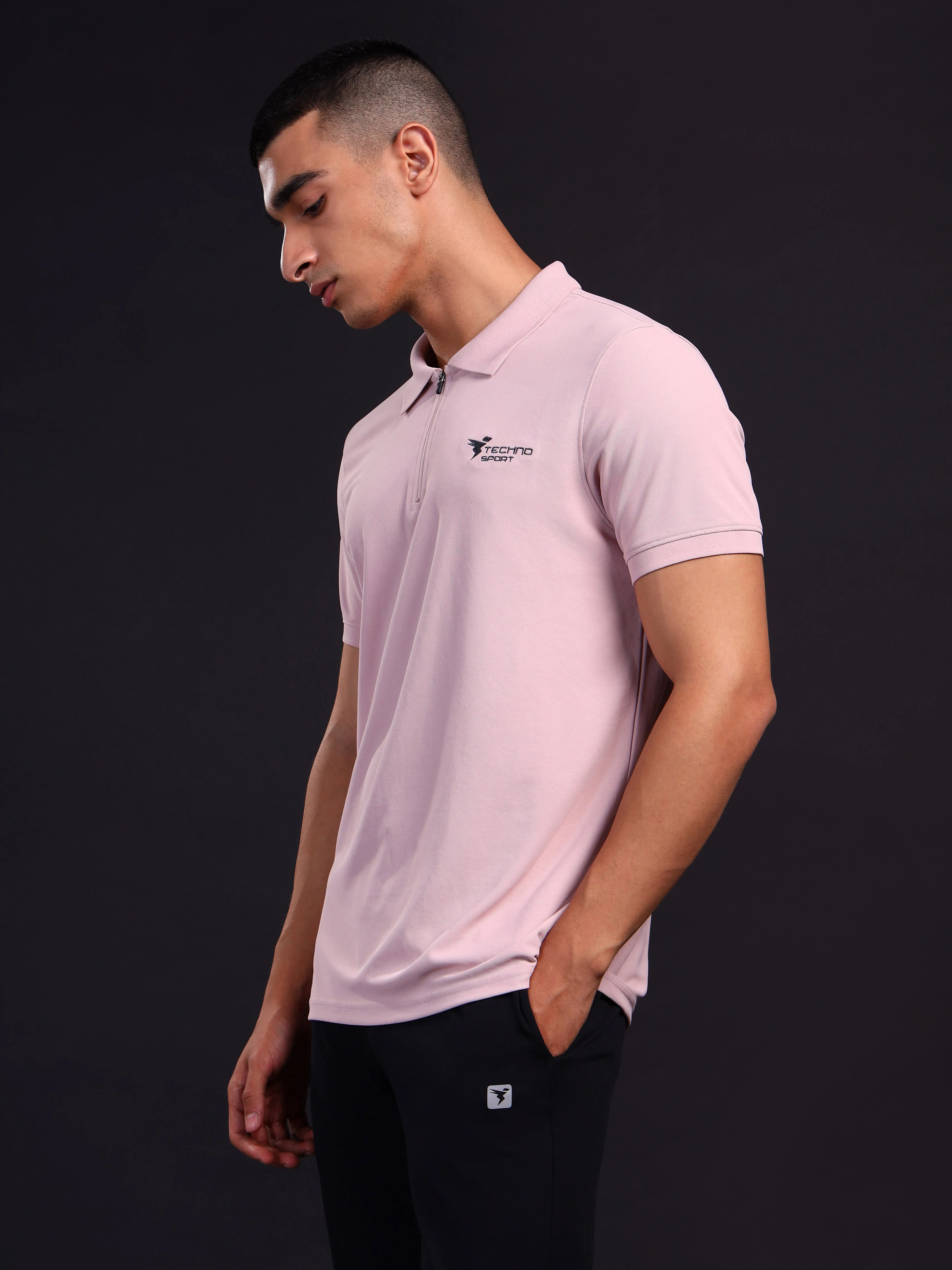 Men Solid Slim Fit Polo T-shirt with MATPIQ - Image 3