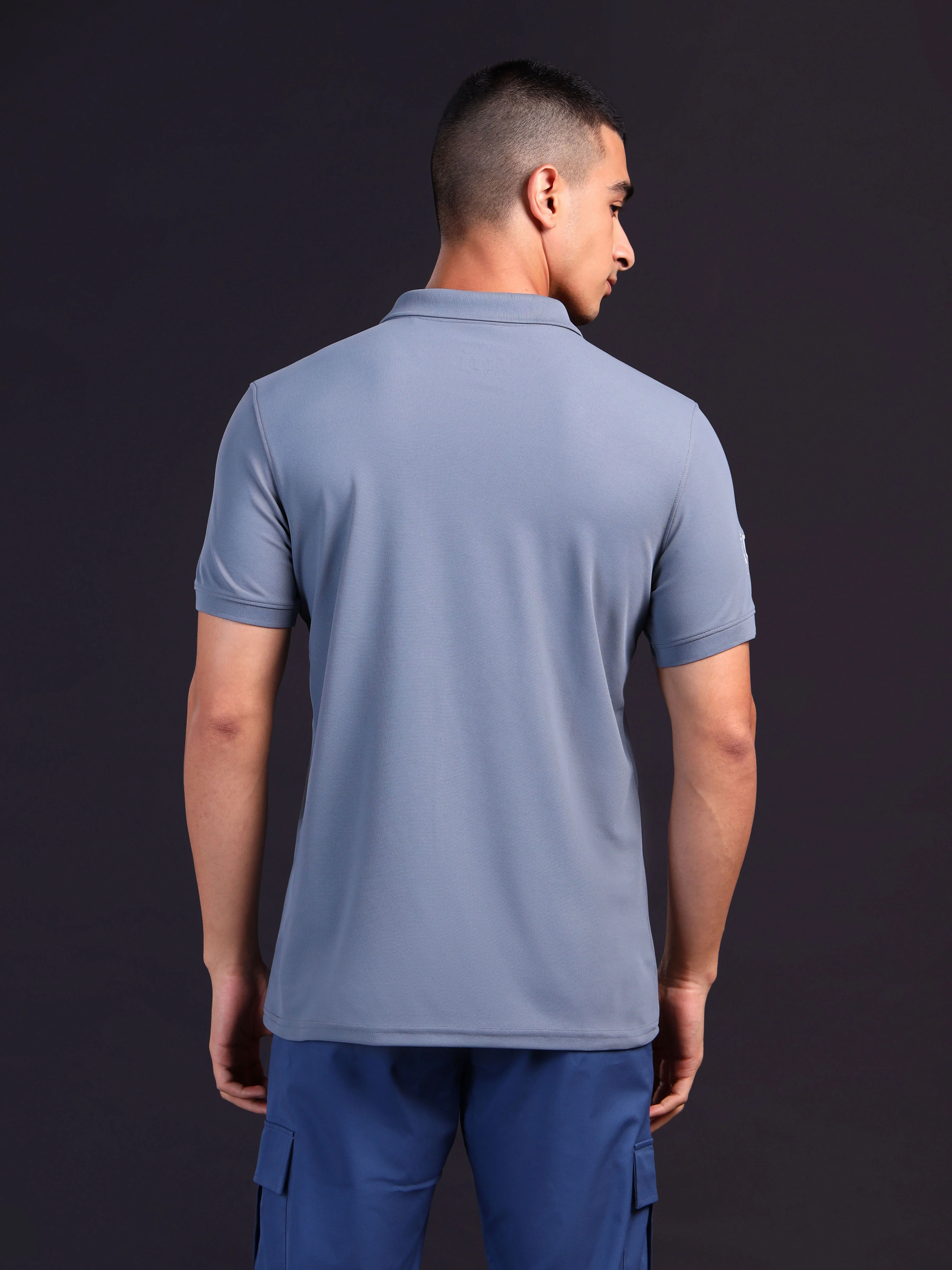 Men Solid Slim Fit Polo T-shirt with MATPIQ - Image 2