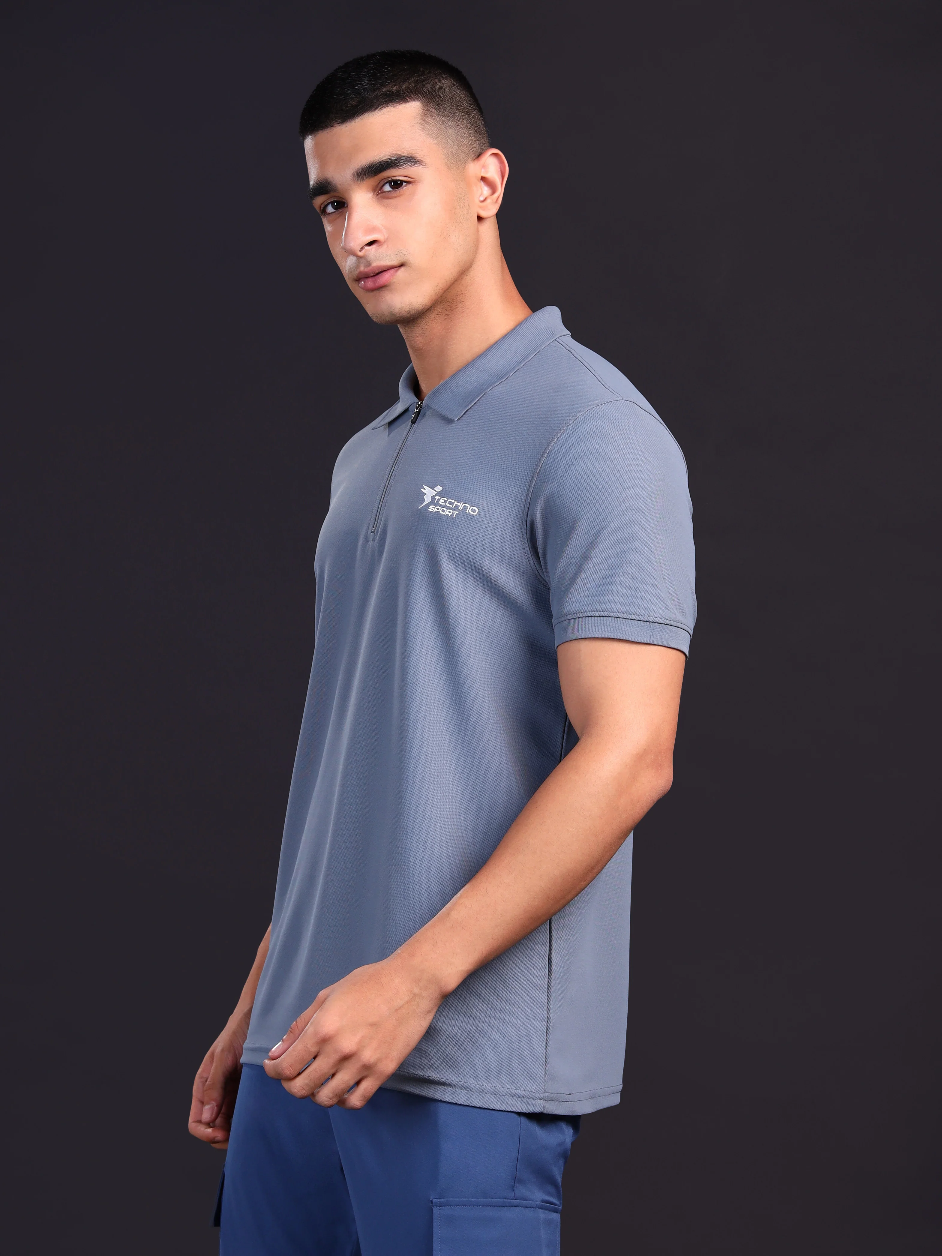 Men Solid Slim Fit Polo T-shirt with MATPIQ - Image 3