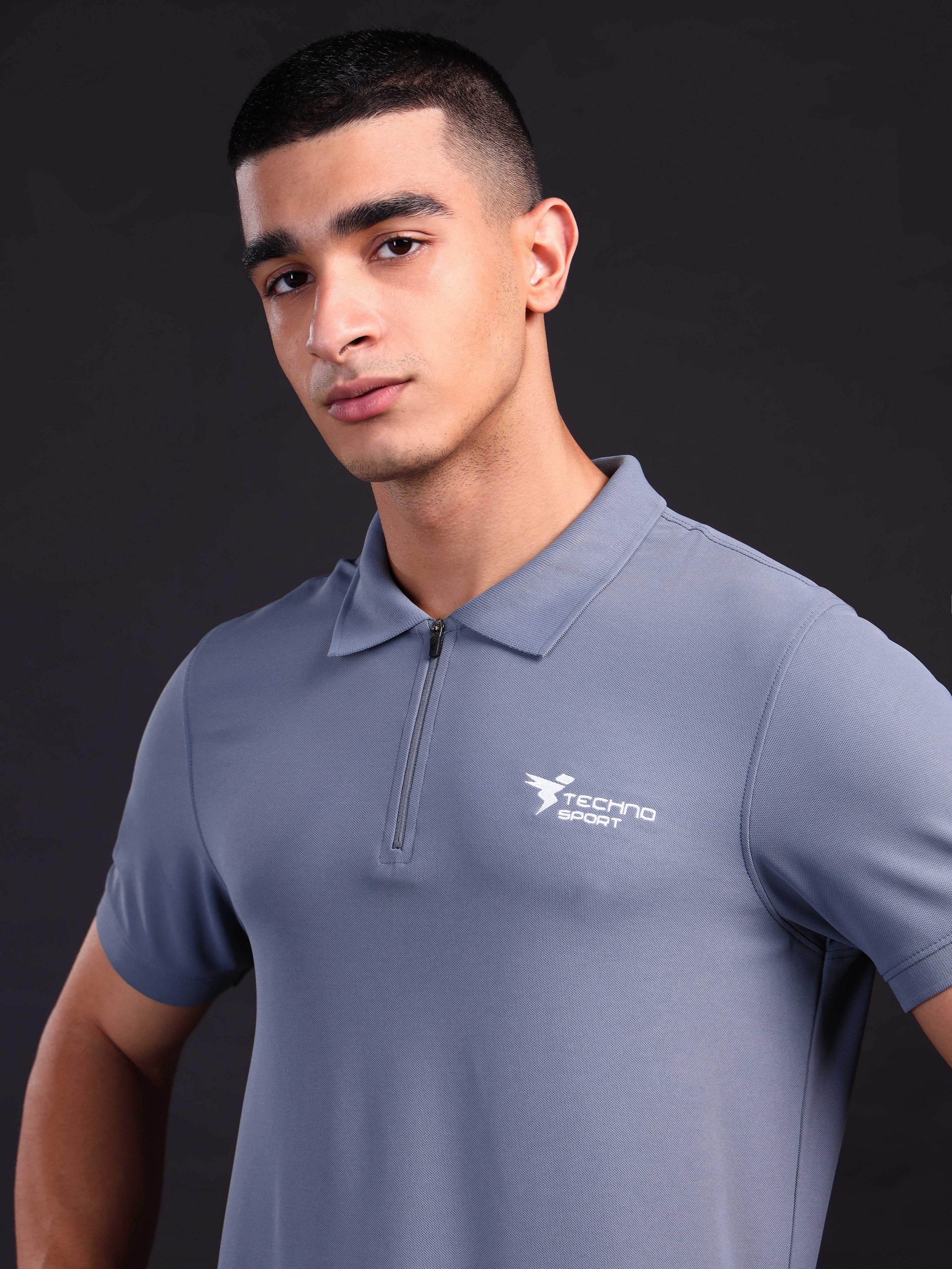 Men Solid Slim Fit Polo T-shirt with MATPIQ - Image 5