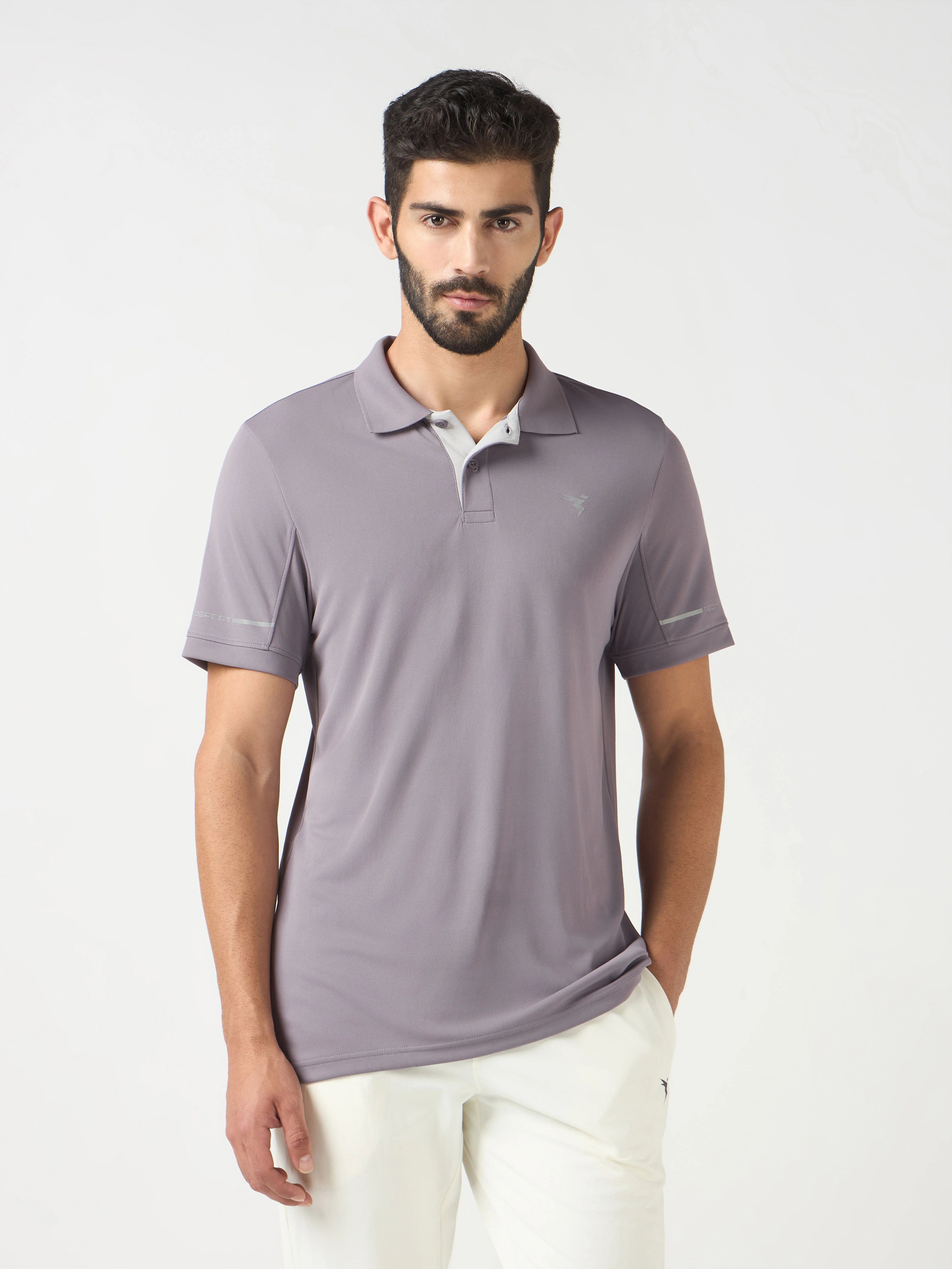 Men Solid Slim Fit Polo T-shirt with TECHNO COOL+