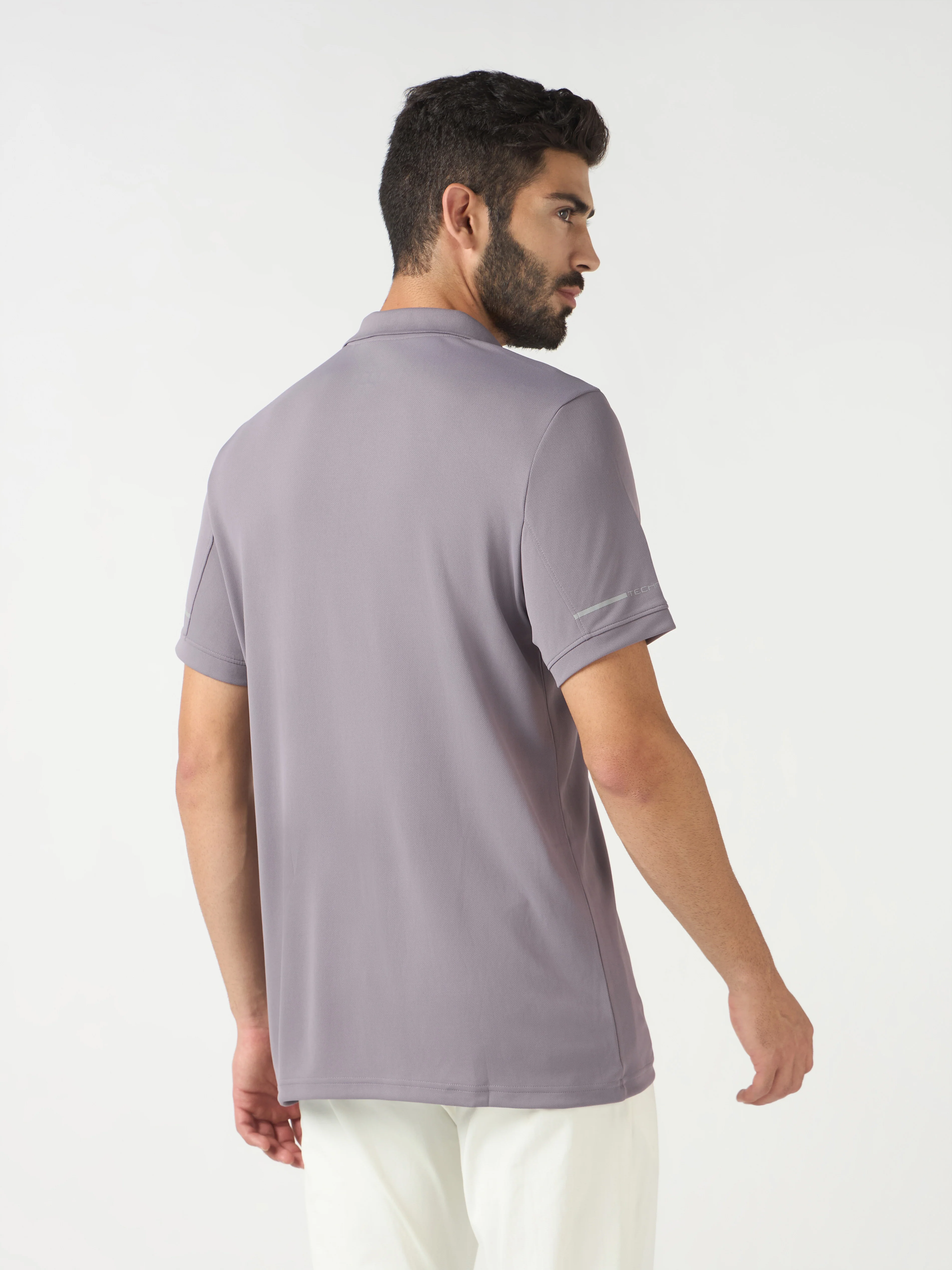 Men Solid Slim Fit Polo T-shirt with TECHNO COOL+ - Image 2