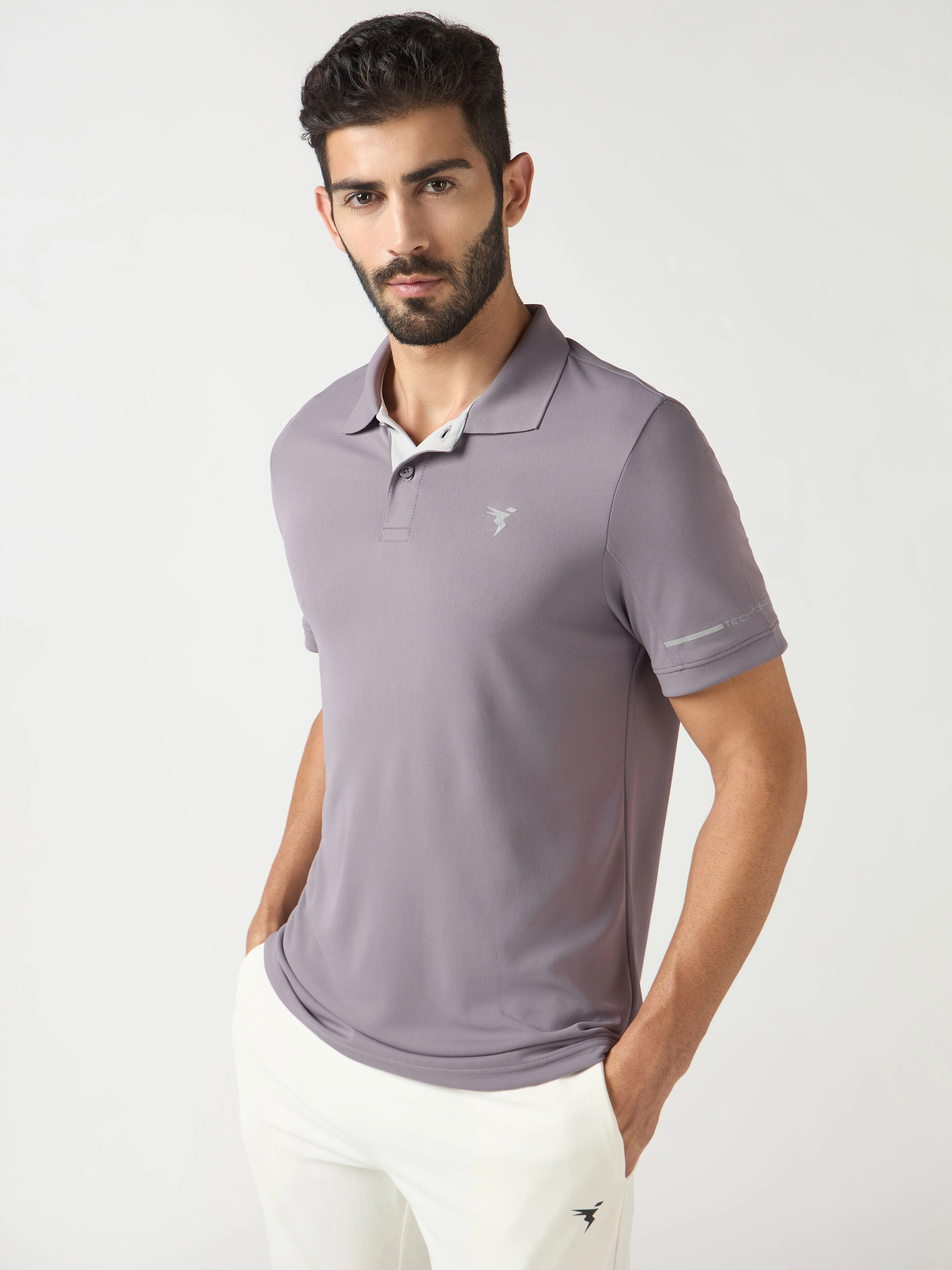 Men Solid Slim Fit Polo T-shirt with TECHNO COOL+ - Image 4
