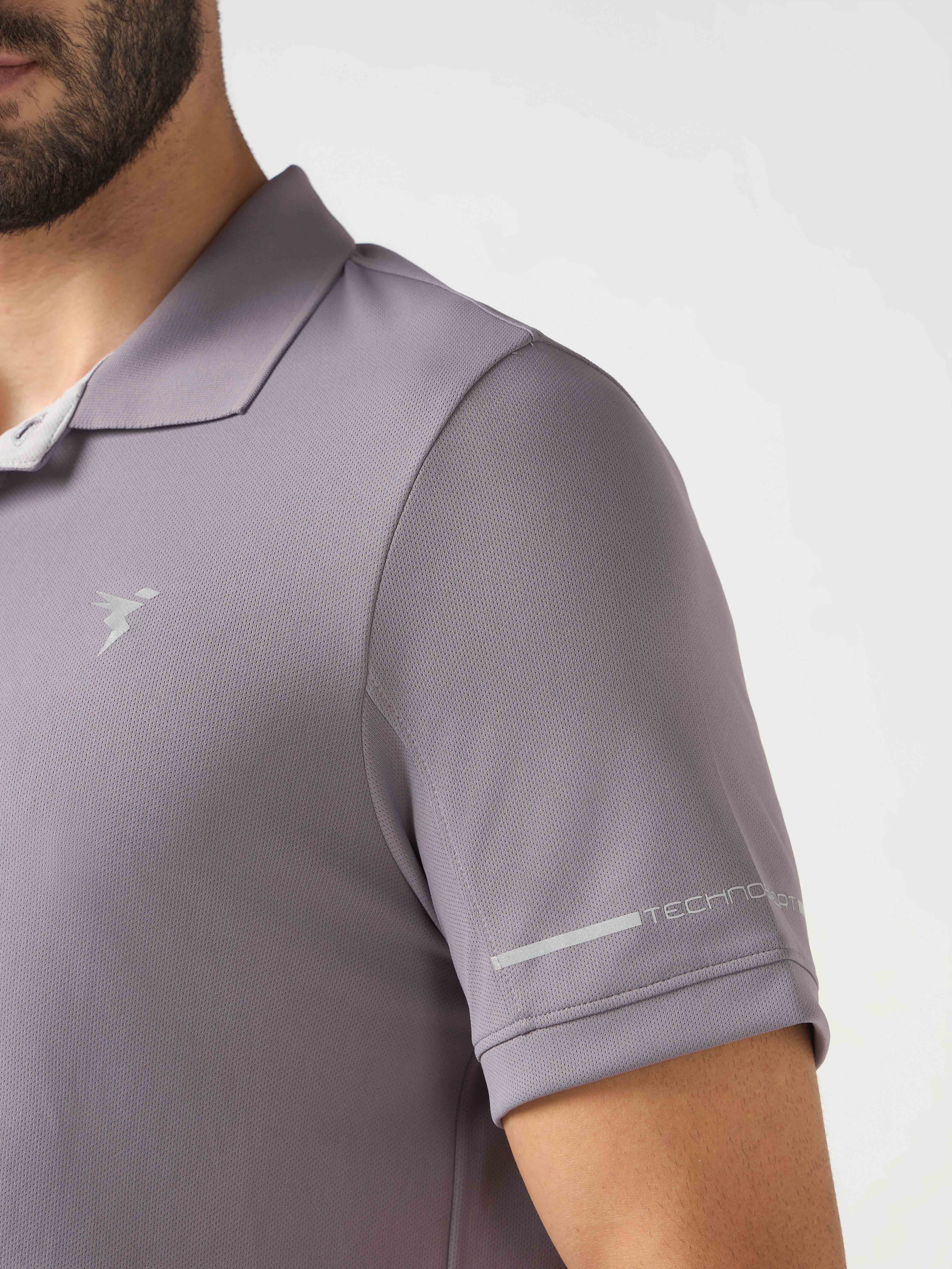 Men Solid Slim Fit Polo T-shirt with TECHNO COOL+ - Image 5