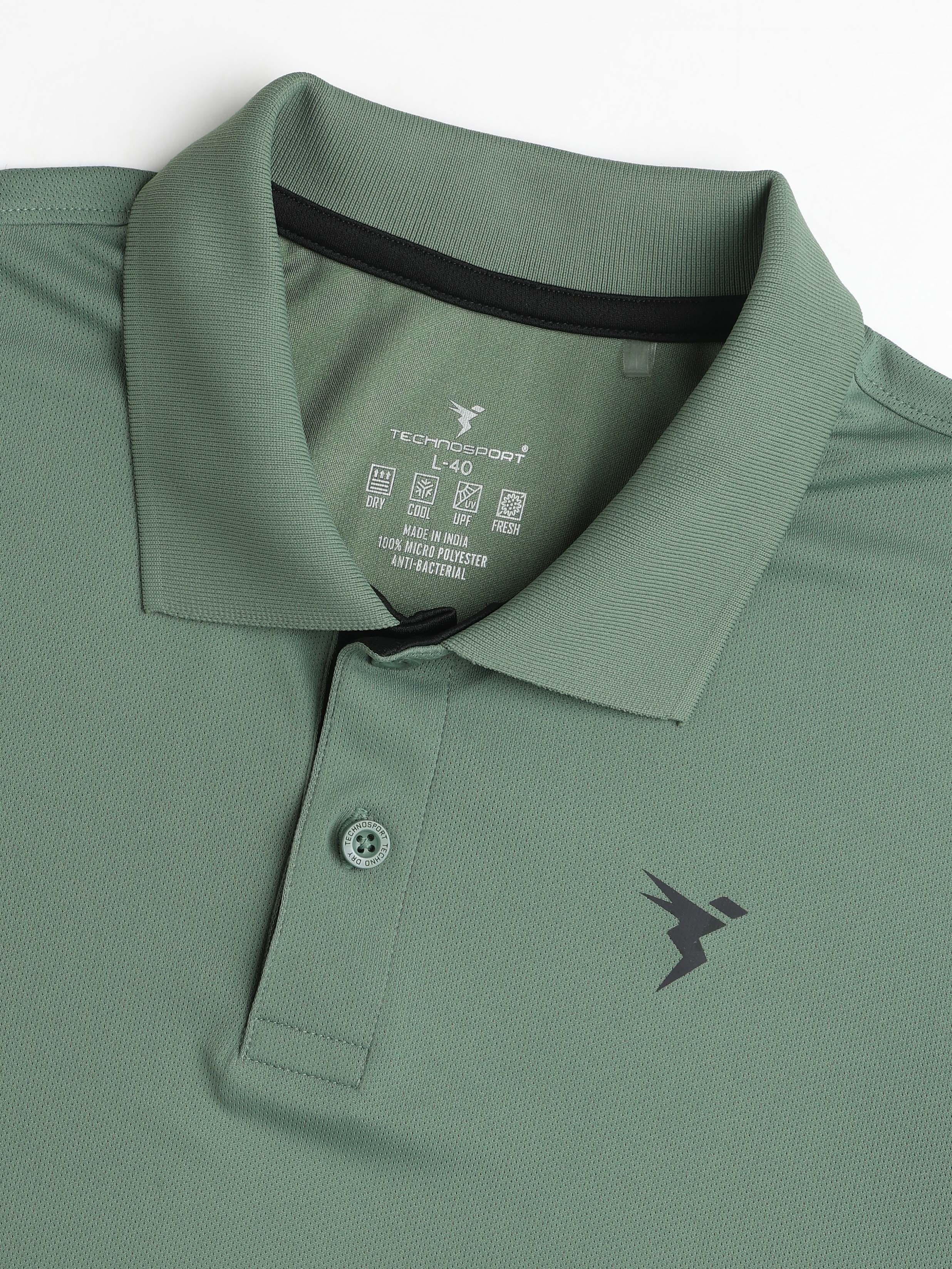 Men Solid Slim Fit Polo T-shirt with TECHNO COOL+ - Image 7