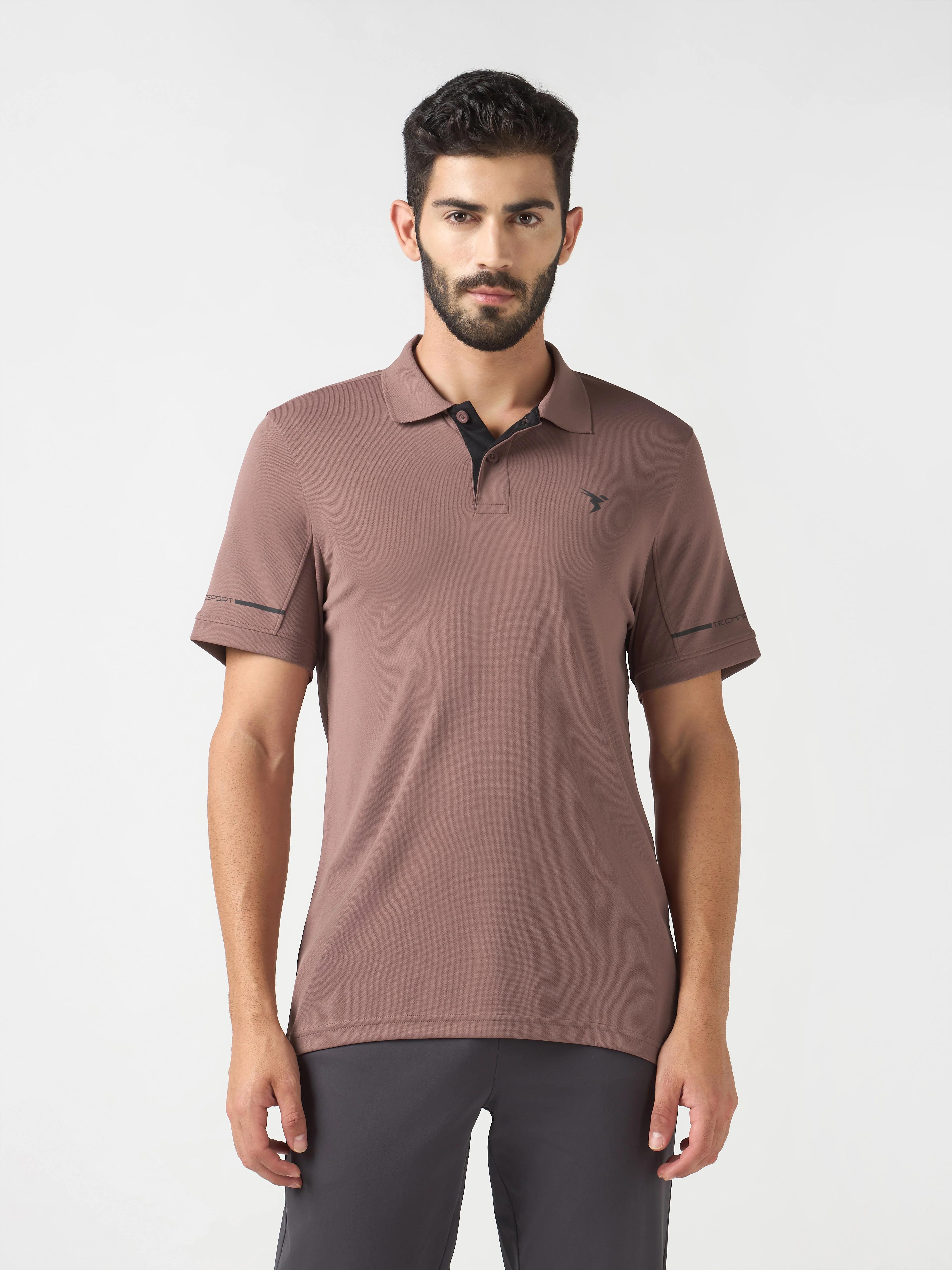 Men Solid Slim Fit Polo T-shirt with TECHNO COOL+ - Image 2