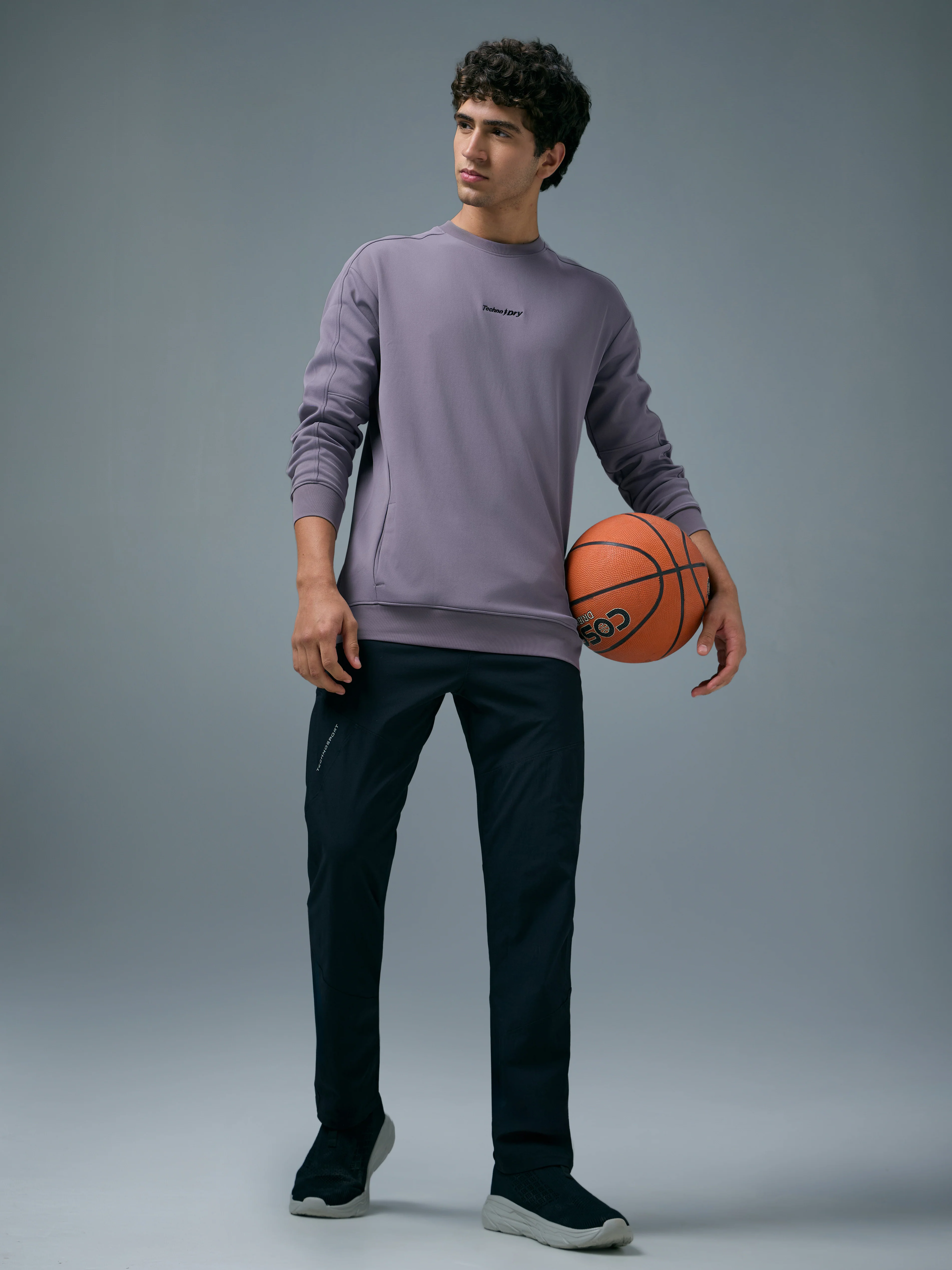Men Solid Slim Fit Round Neck Sports Sweatshirt with ELASTOPLUS - Image 5