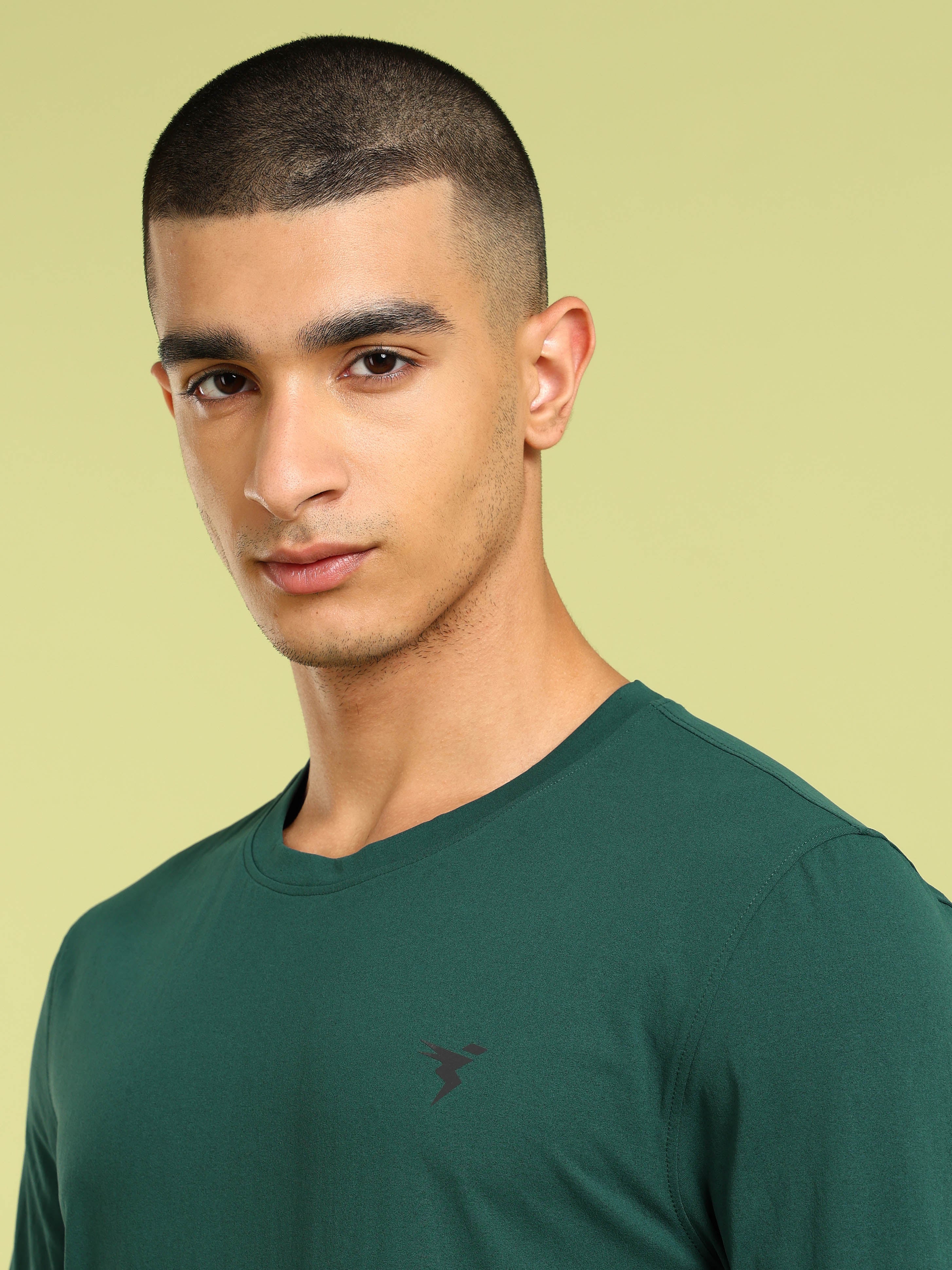 Men Solid Slim Fit Round Neck Sports T-shirt with COTFLEX - Image 6