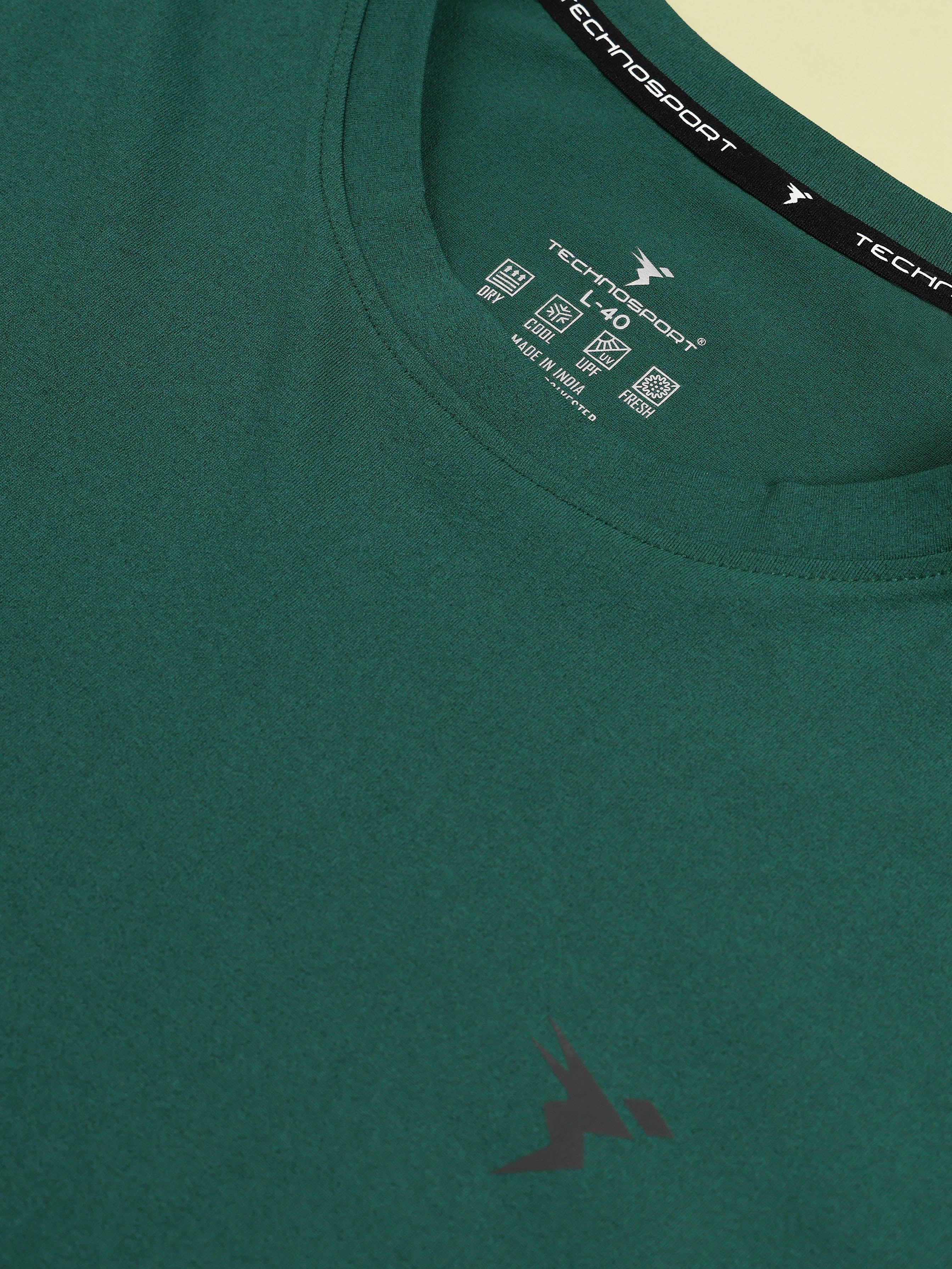 Men Solid Slim Fit Round Neck Sports T-shirt with COTFLEX - Image 7