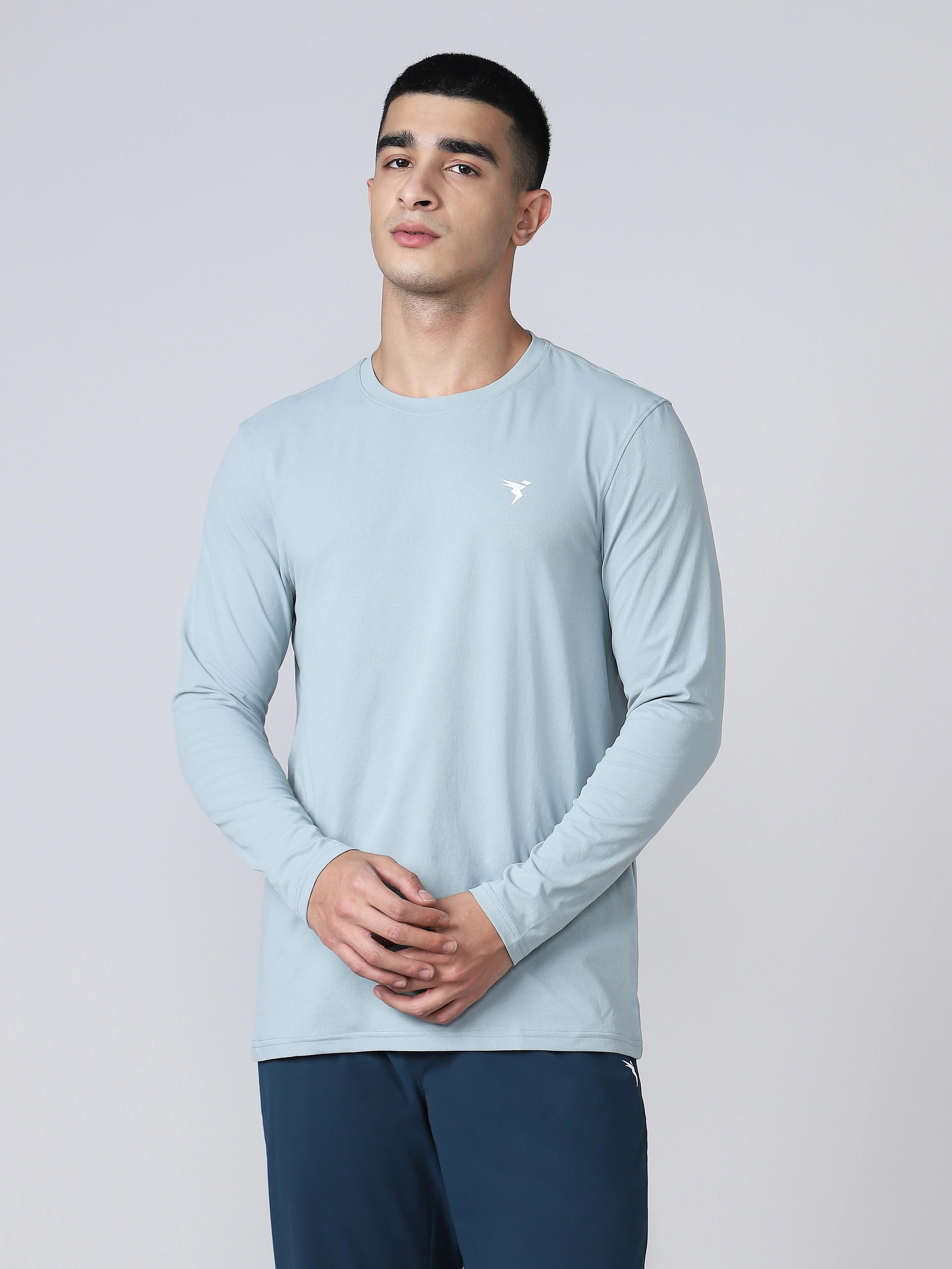 Men Solid Slim Fit Round Neck Sports T-shirt with COTFLEX